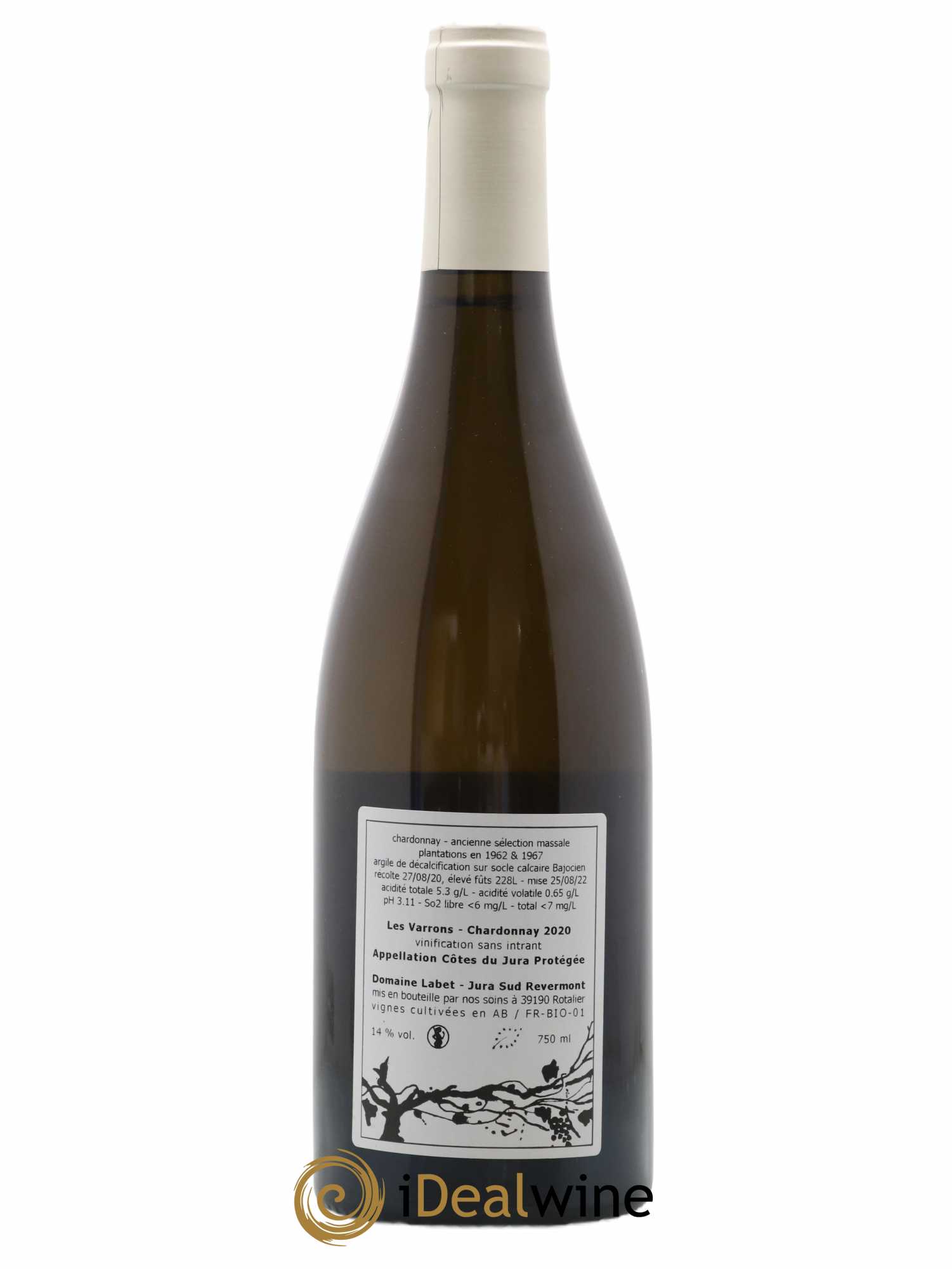 Côtes du Jura Chardonnay Les Varrons Romain - Julien - Charline Labet 2020 - Lot de 1 bouteille - 1