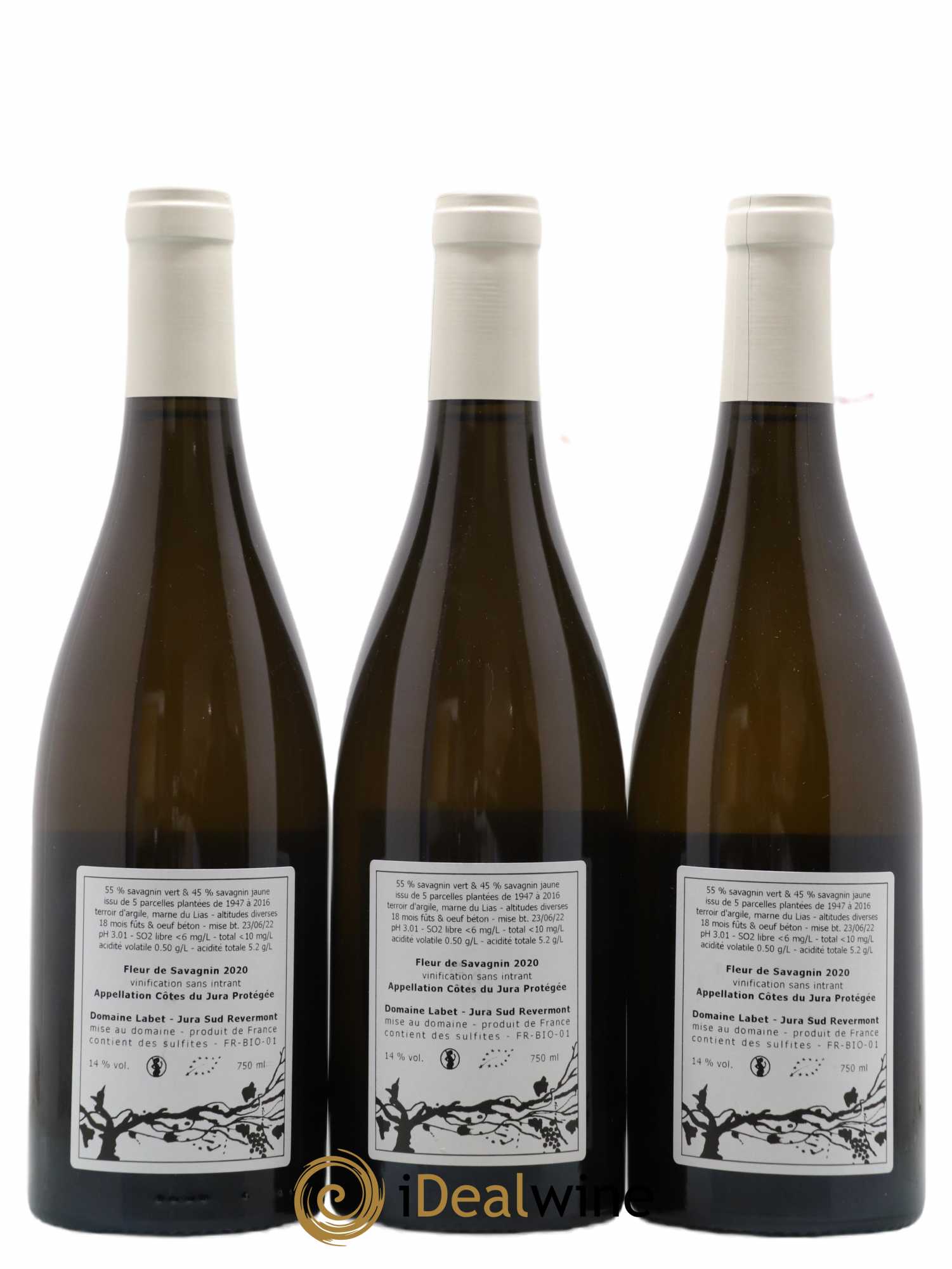 Côtes du Jura Fleur de Savagnin Romain - Julien - Charline Labet 2020 - Lot de 3 bouteilles - 1