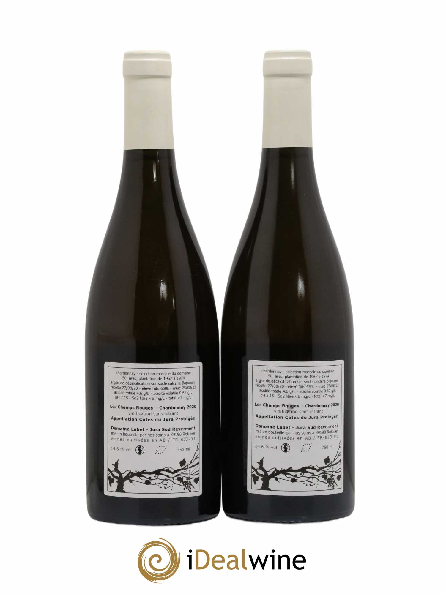 Côtes du Jura Chardonnay Les Champs Rouges Romain - Julien - Charline Labet 2020 - Posten von 2 Flaschen - 1