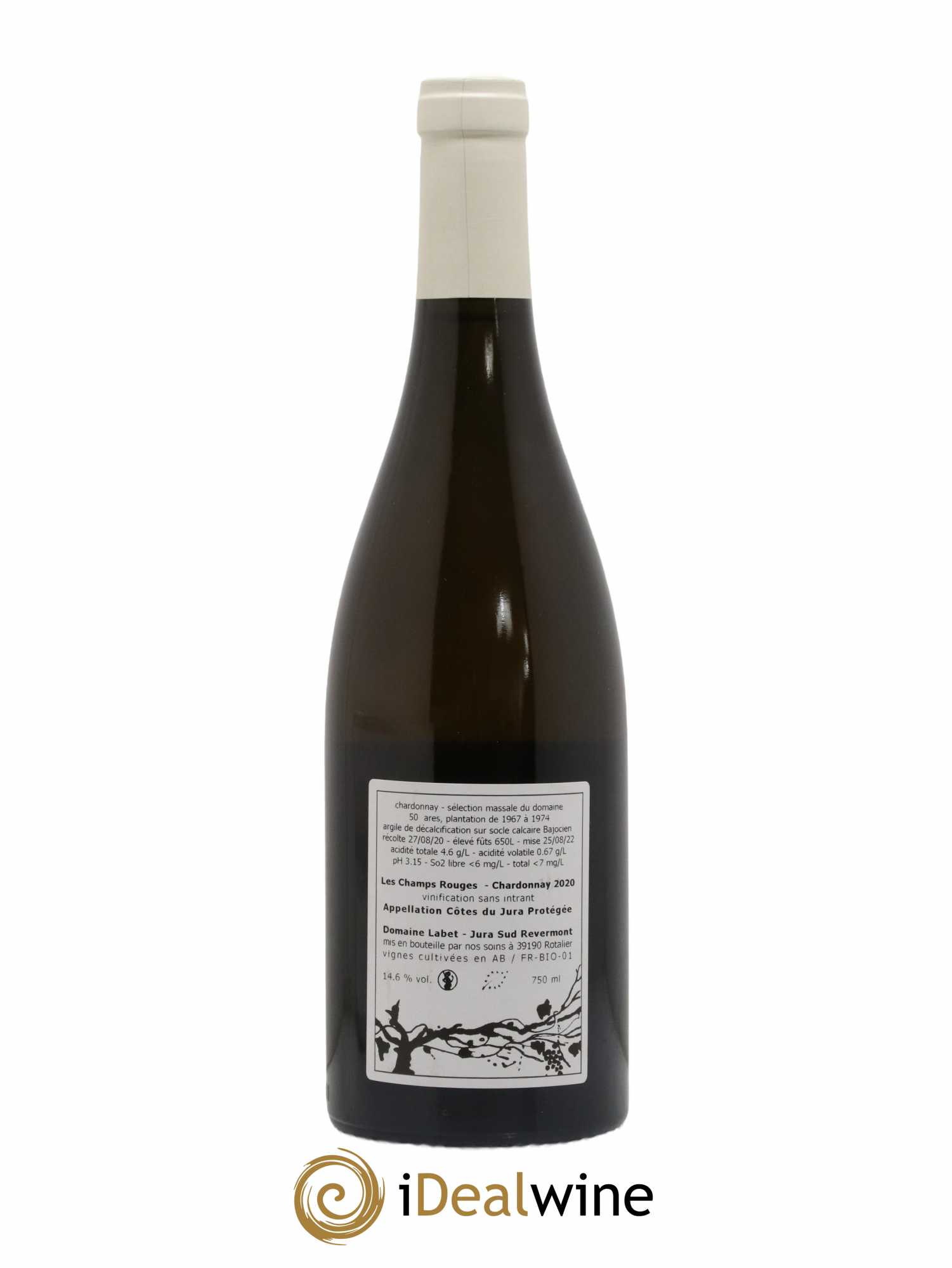 Côtes du Jura Chardonnay Les Champs Rouges Romain - Julien - Charline Labet 2020 - Lot de 1 bouteille - 1