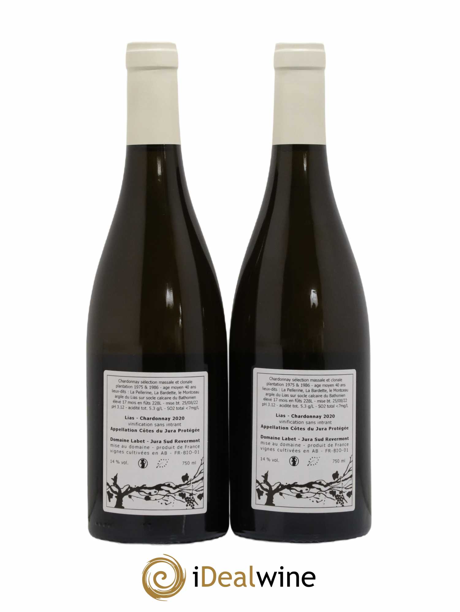 Côtes du Jura Chardonnay Lias Romain - Julien - Charline Labet 2020 - Lot de 2 bouteilles - 1