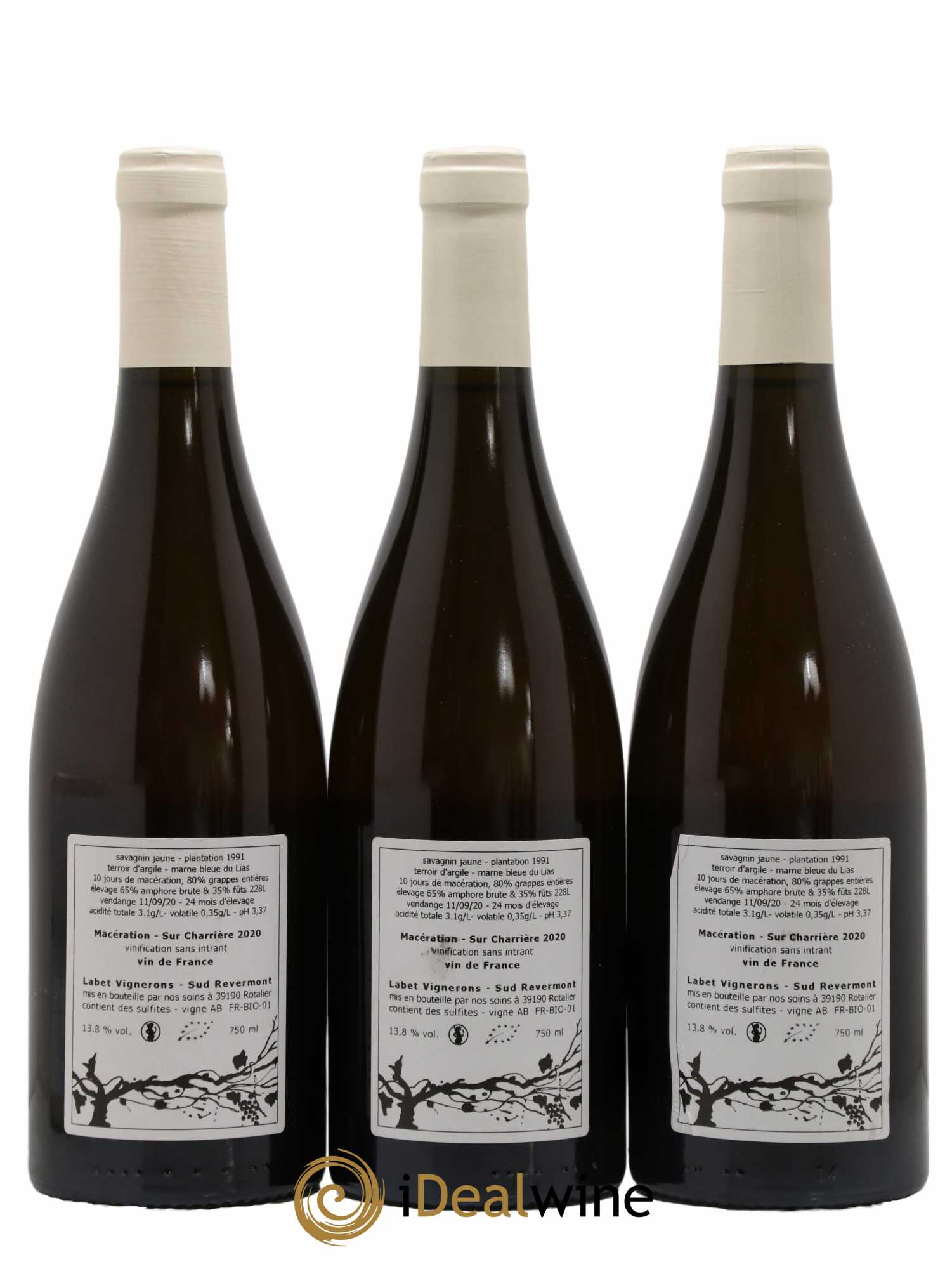 Côtes du Jura Savagnin de macération La Bardette Romain - Julien  - Charline Labet Sur Charrière 2020 - Lot of 3 bottles - 1