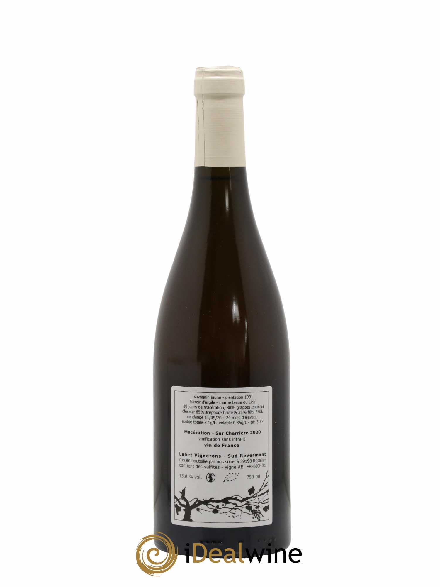 Côtes du Jura Savagnin de macération La Bardette Romain - Julien - Charline Labet 2020 - Lot de 1 bouteille - 1