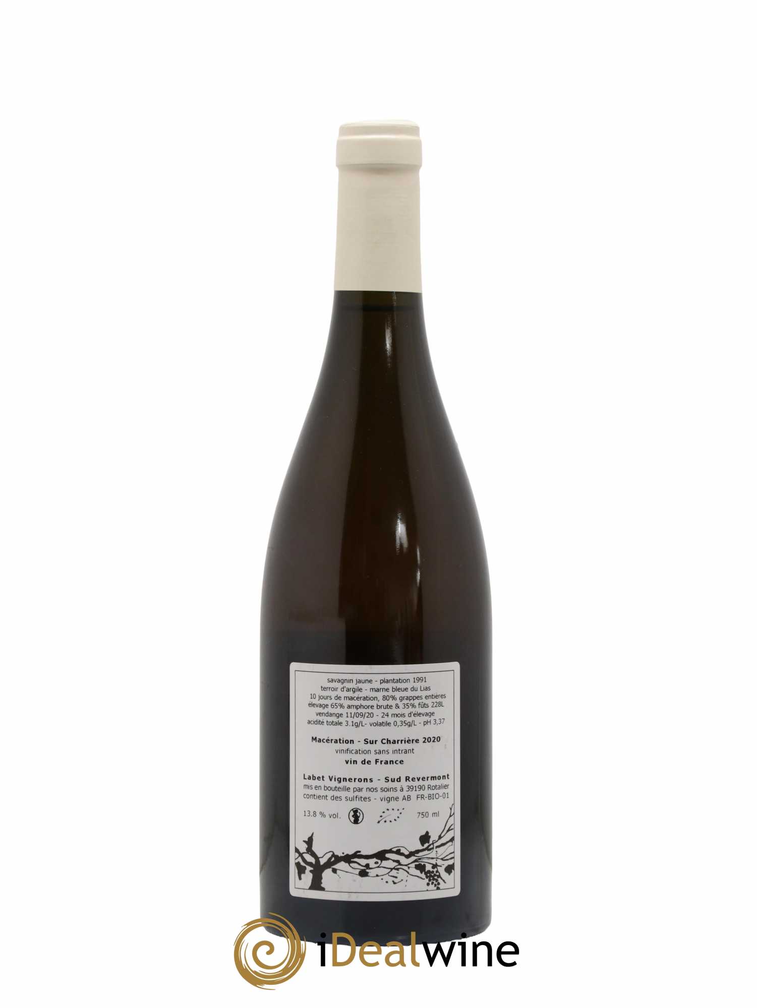 Côtes du Jura Savagnin de macération La Bardette Romain - Julien - Charline Labet 2020 - Lot de 1 bouteille - 1