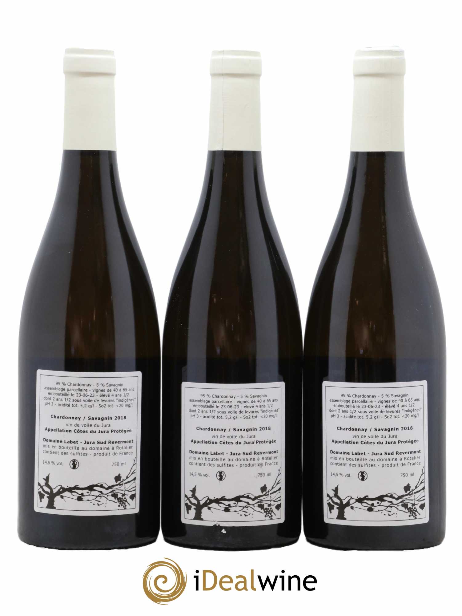 Côtes du Jura Vin de Voile Chardonnay-Savagnin cuvée de garde Romain - Julien  - Charline Labet 2018 - Lot of 3 bottles - 1