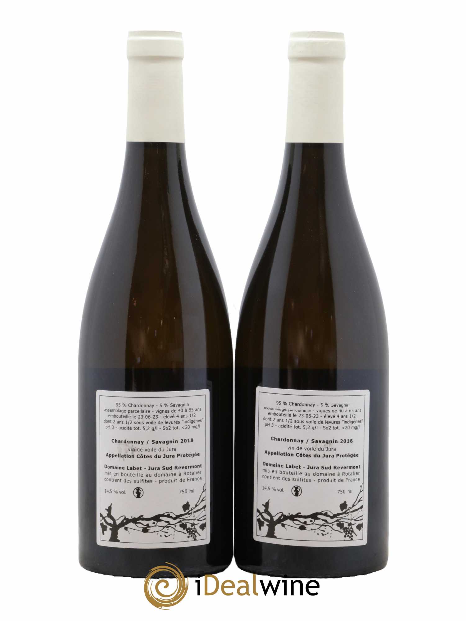 Côtes du Jura Vin de Voile Chardonnay-Savagnin cuvée de garde Romain - Julien - Charline Labet 2018 - Lot de 2 bouteilles - 1