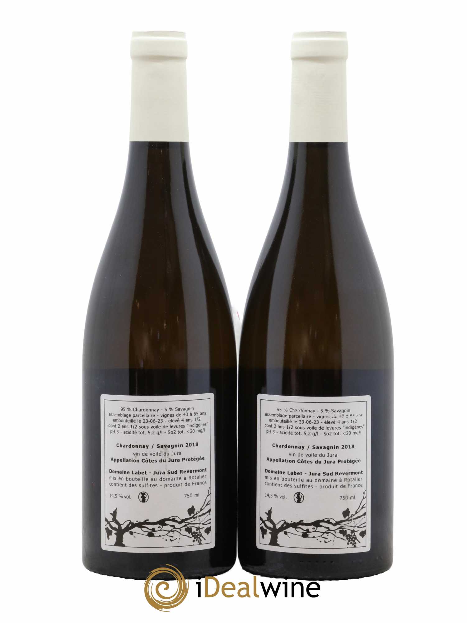 Côtes du Jura Vin de Voile Chardonnay-Savagnin cuvée de garde Romain - Julien - Charline Labet 2018 - Lot de 2 bouteilles - 1
