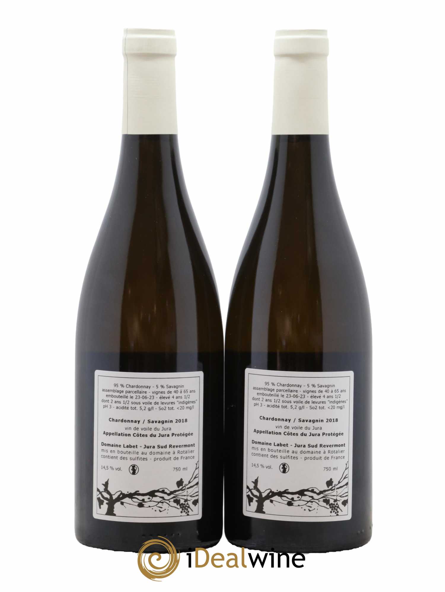 Côtes du Jura Vin de Voile Chardonnay-Savagnin cuvée de garde Romain - Julien - Charline Labet 2018 - Lot de 2 bouteilles - 1