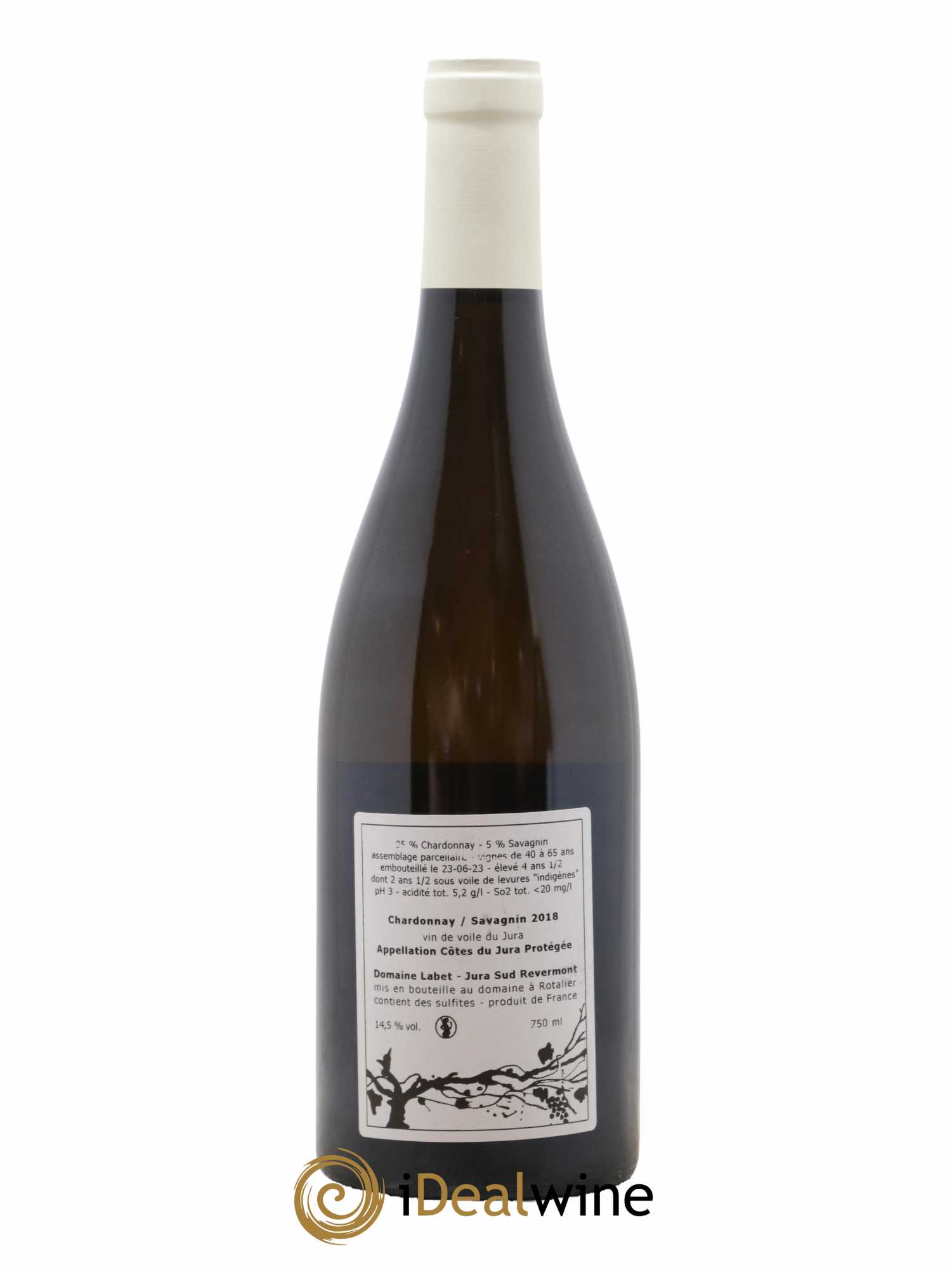 Côtes du Jura Vin de Voile Chardonnay-Savagnin cuvée de garde Romain - Julien  - Charline Labet 2018 - Lot de 1 bouteille - 1