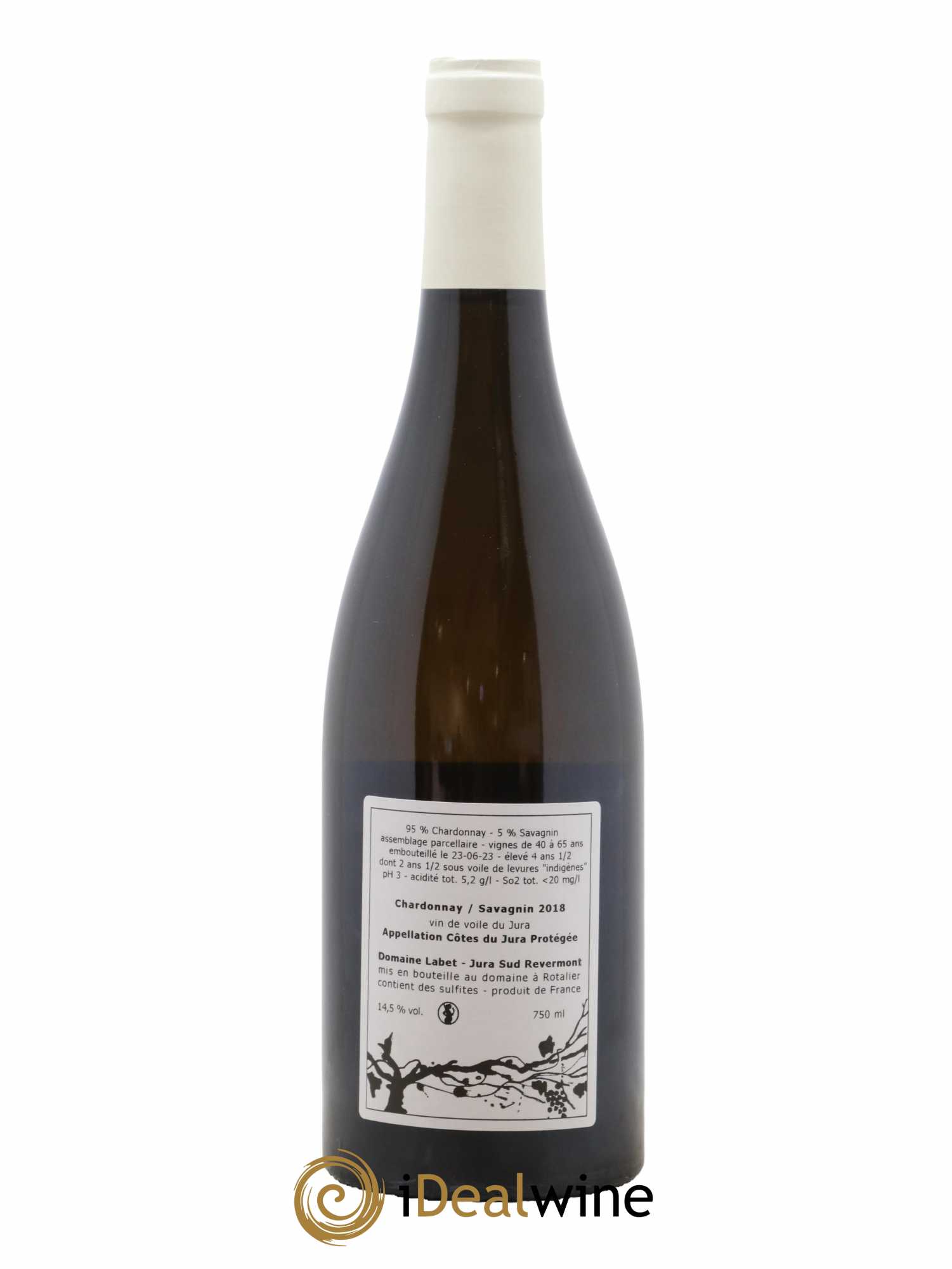 Côtes du Jura Vin de Voile Chardonnay-Savagnin cuvée de garde Romain - Julien - Charline Labet 2018 - Lot de 1 bouteille - 1