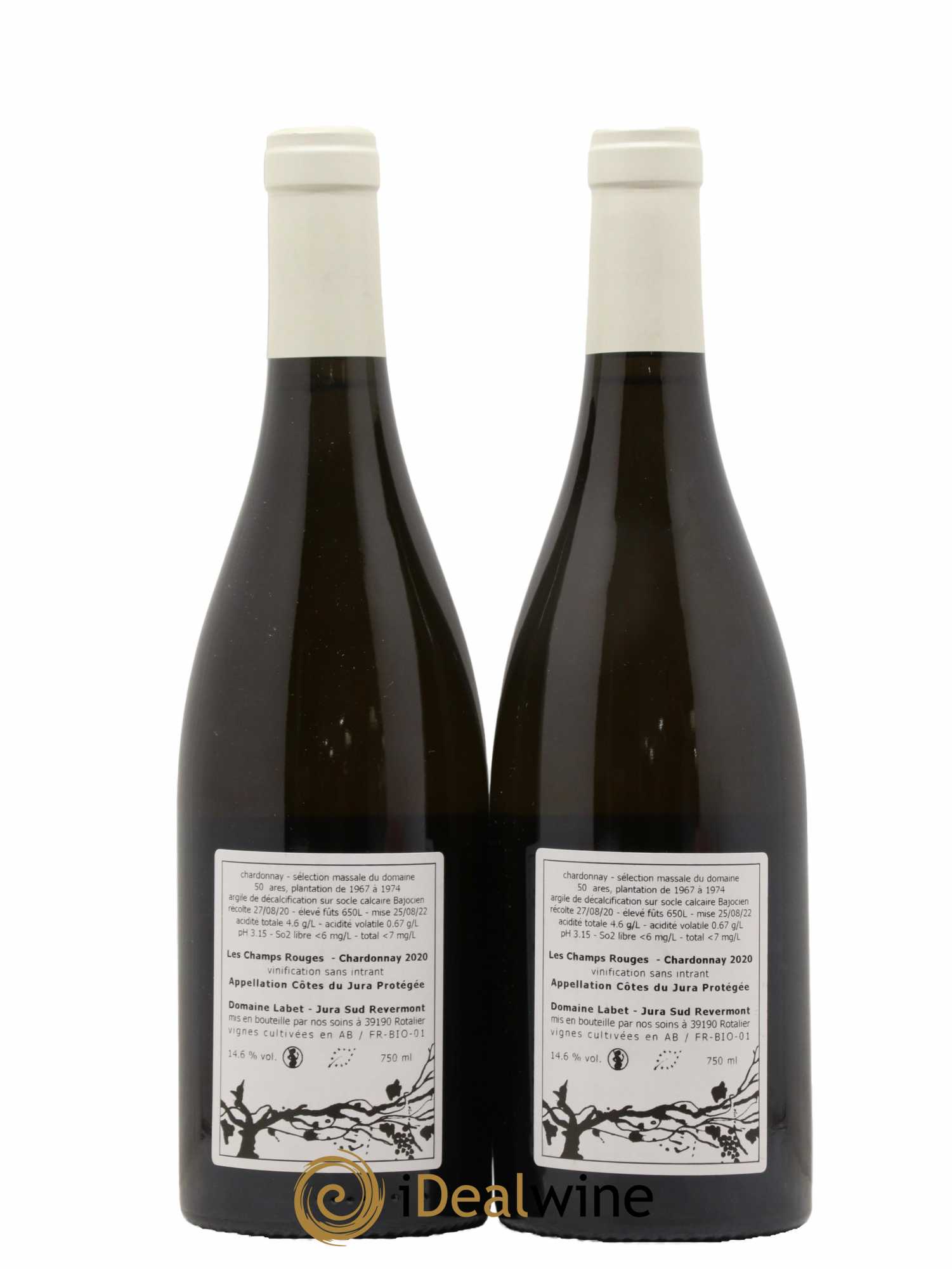 Côtes du Jura Chardonnay Les Champs Rouges Romain - Julien - Charline Labet 2020 - Posten von 2 Flaschen - 1