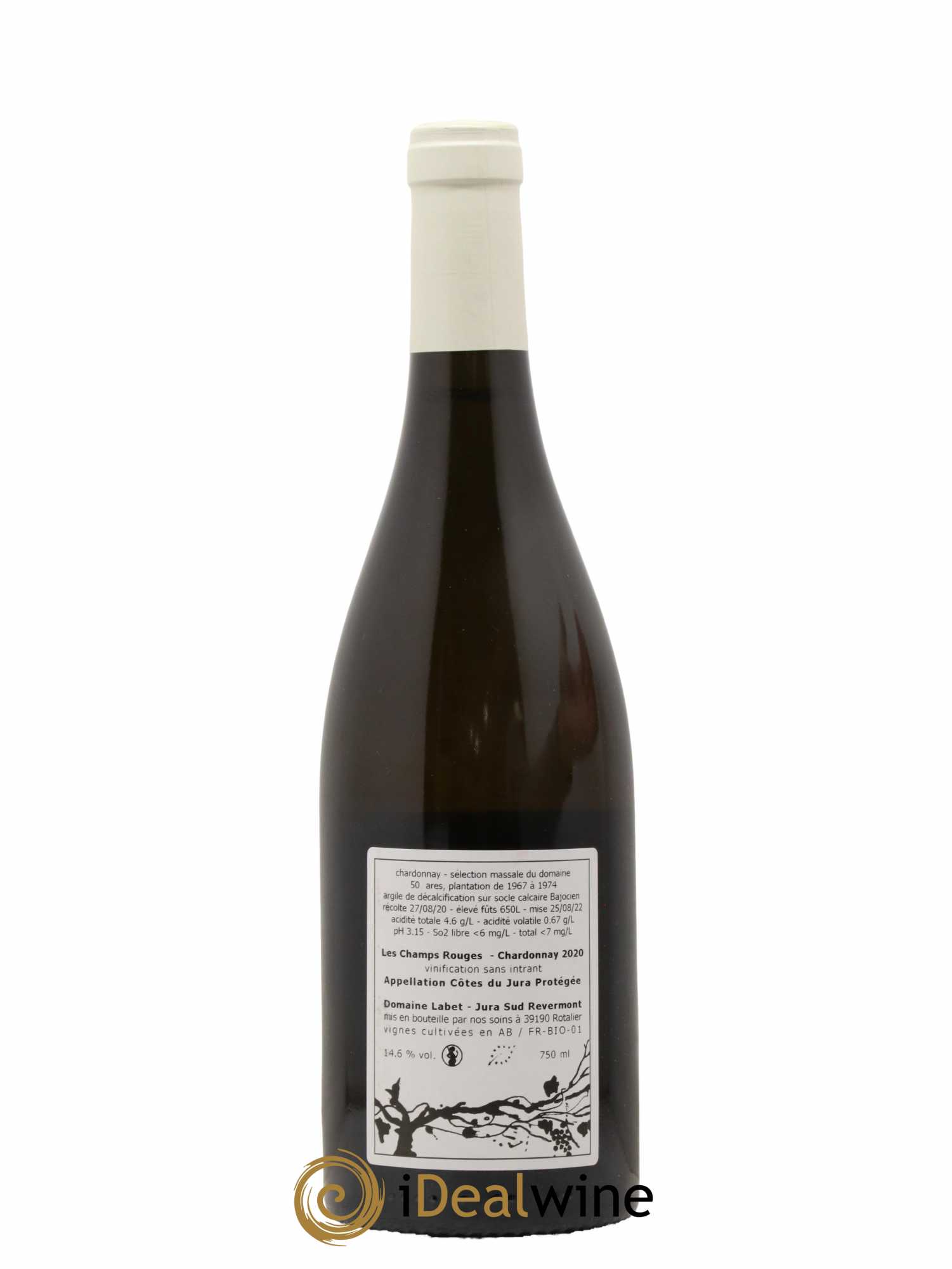 Côtes du Jura Chardonnay Les Champs Rouges Romain - Julien - Charline Labet 2020 - Lot de 1 bouteille - 1