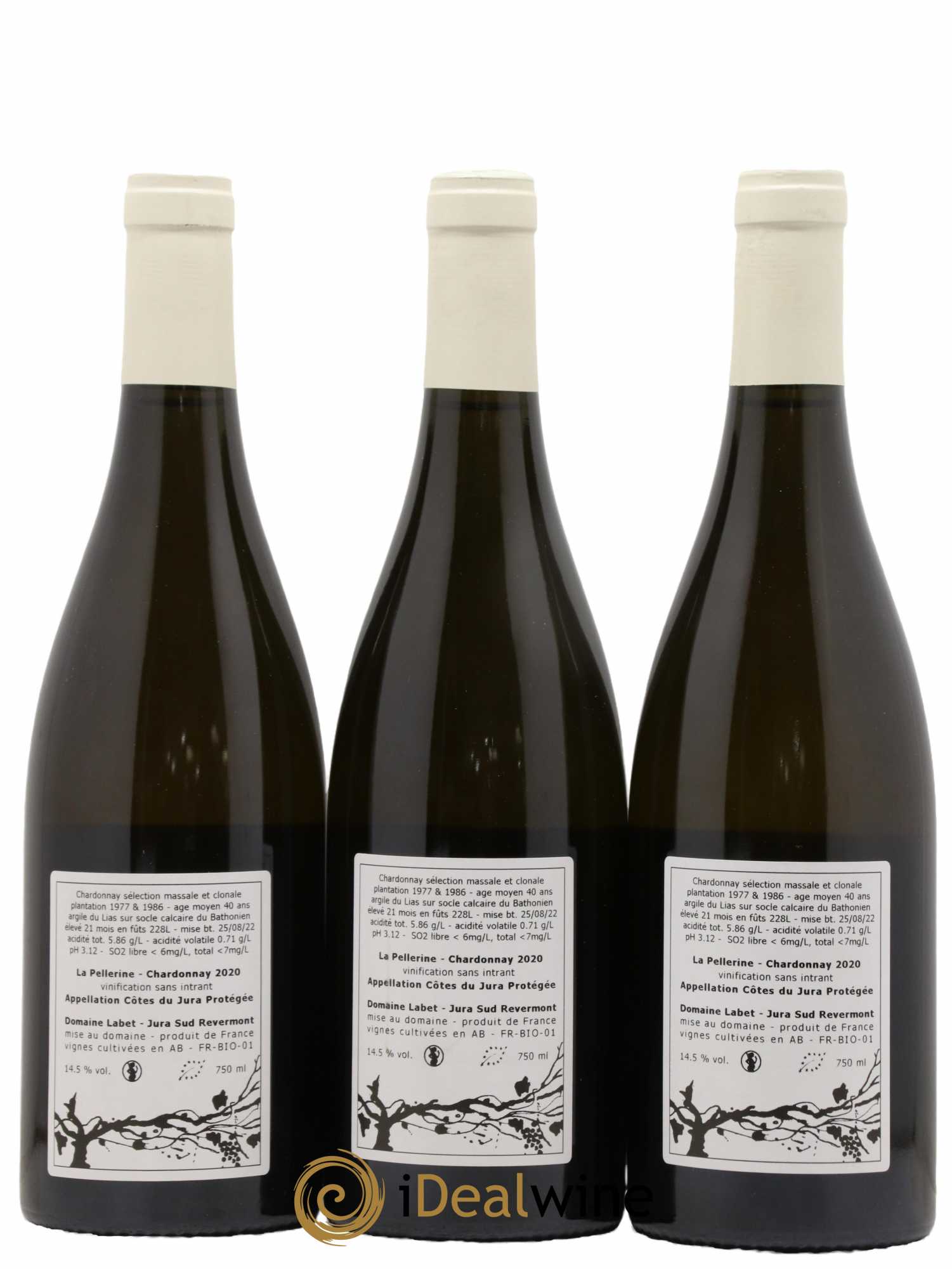 Côtes du Jura La Pellerine Domaine Labet 2020 - Lot de 3 bouteilles - 1