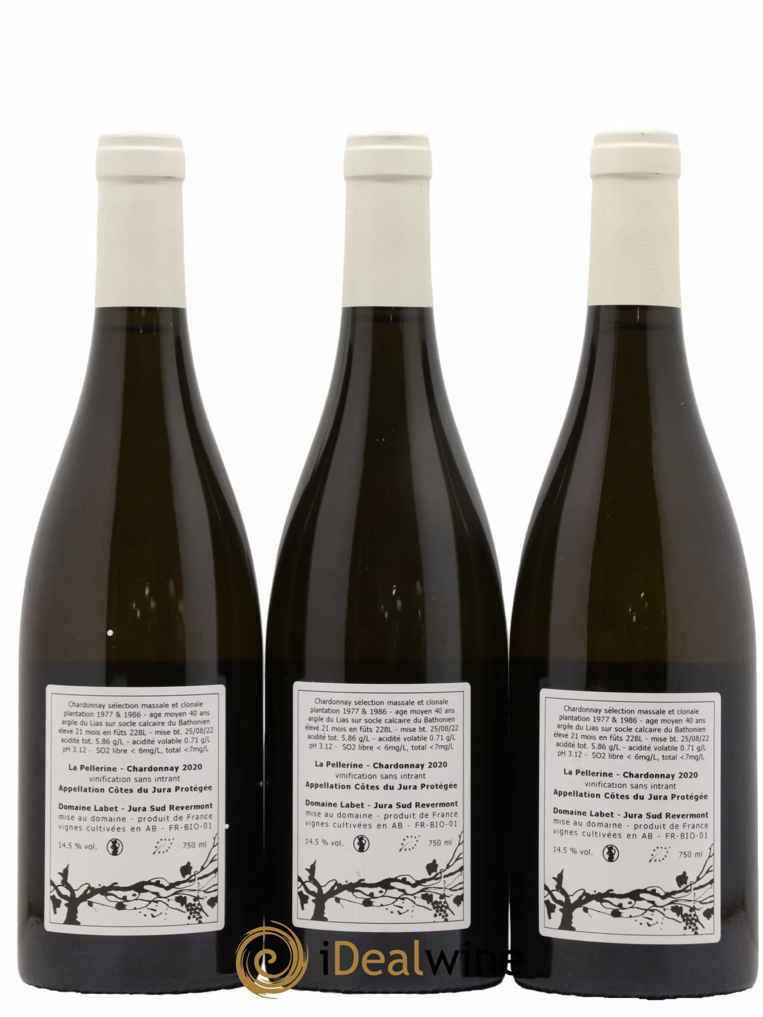 Côtes du Jura La Pellerine Domaine Labet 2020 - Lot de 3 bouteilles - 1