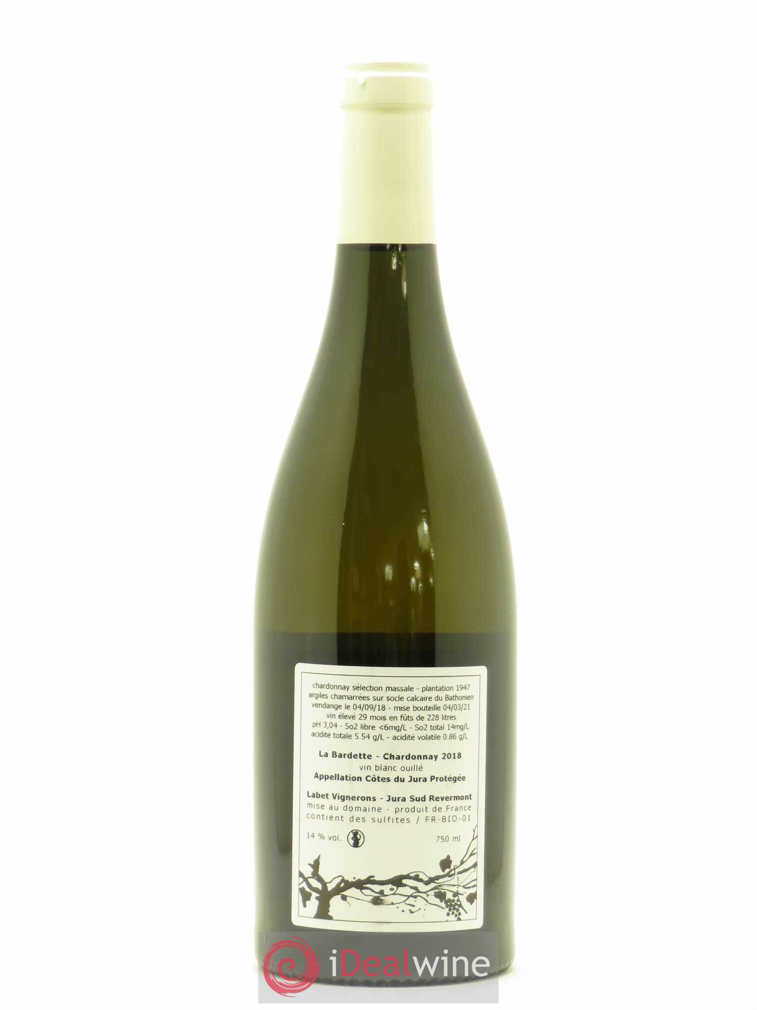 Côtes du Jura Chardonnay La Bardette Romain - Julien - Charline Labet 2018 - Lot de 1 bouteille - 1