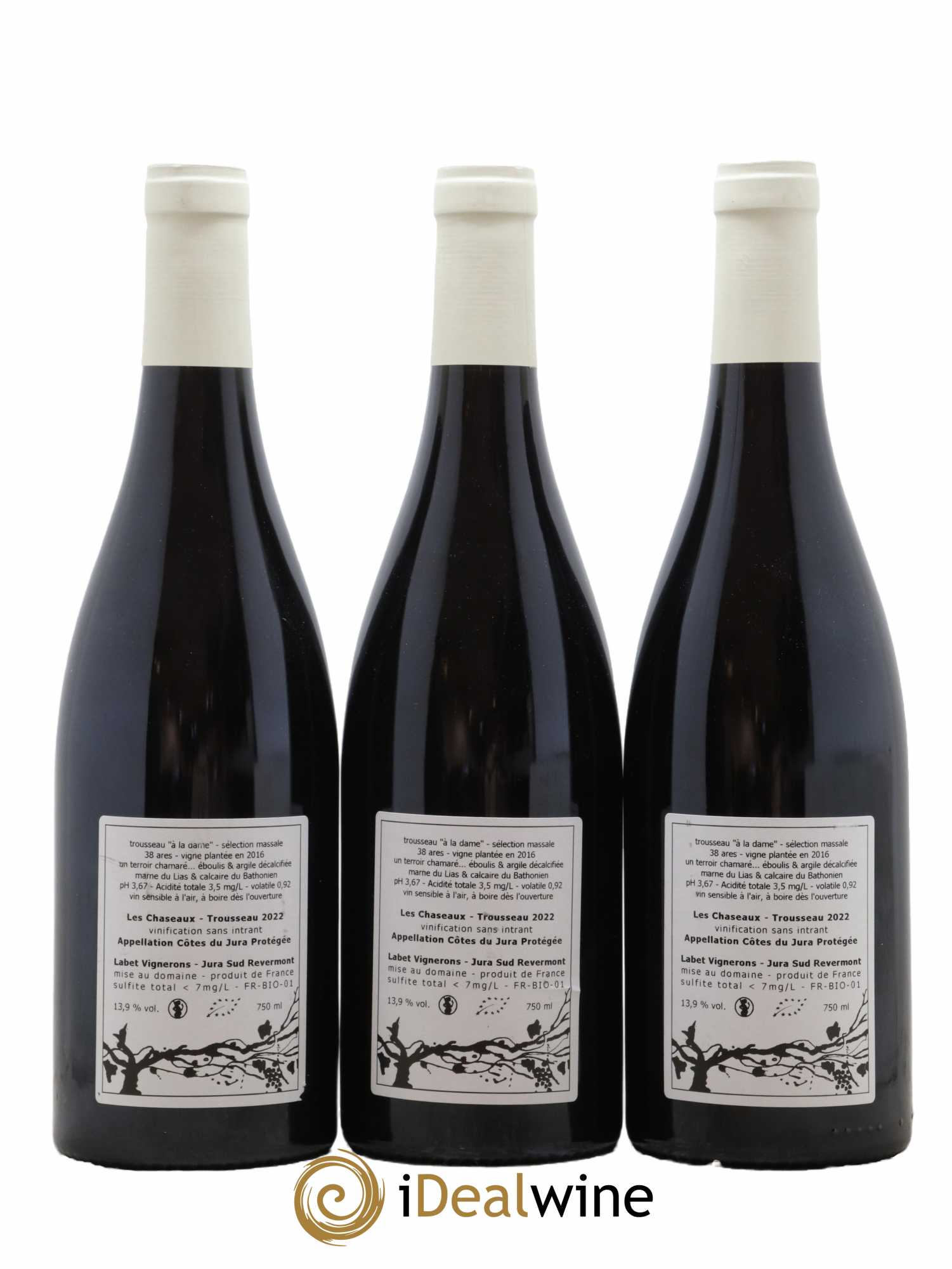 Côtes du Jura Trousseau Les Chaseaux Romain - Julien - Charline Labet 2022 - Lot de 3 bouteilles - 1