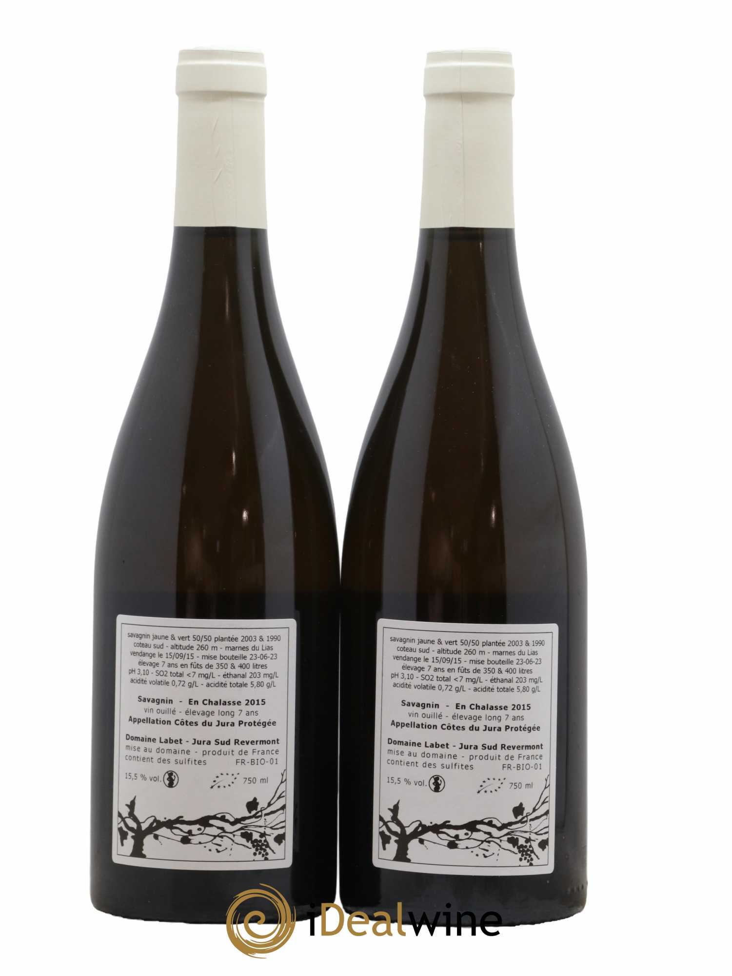 Côtes du Jura Savagnin Elevage Long En Chalasse Domaine Labet 2015 - Lot de 2 bouteilles - 1