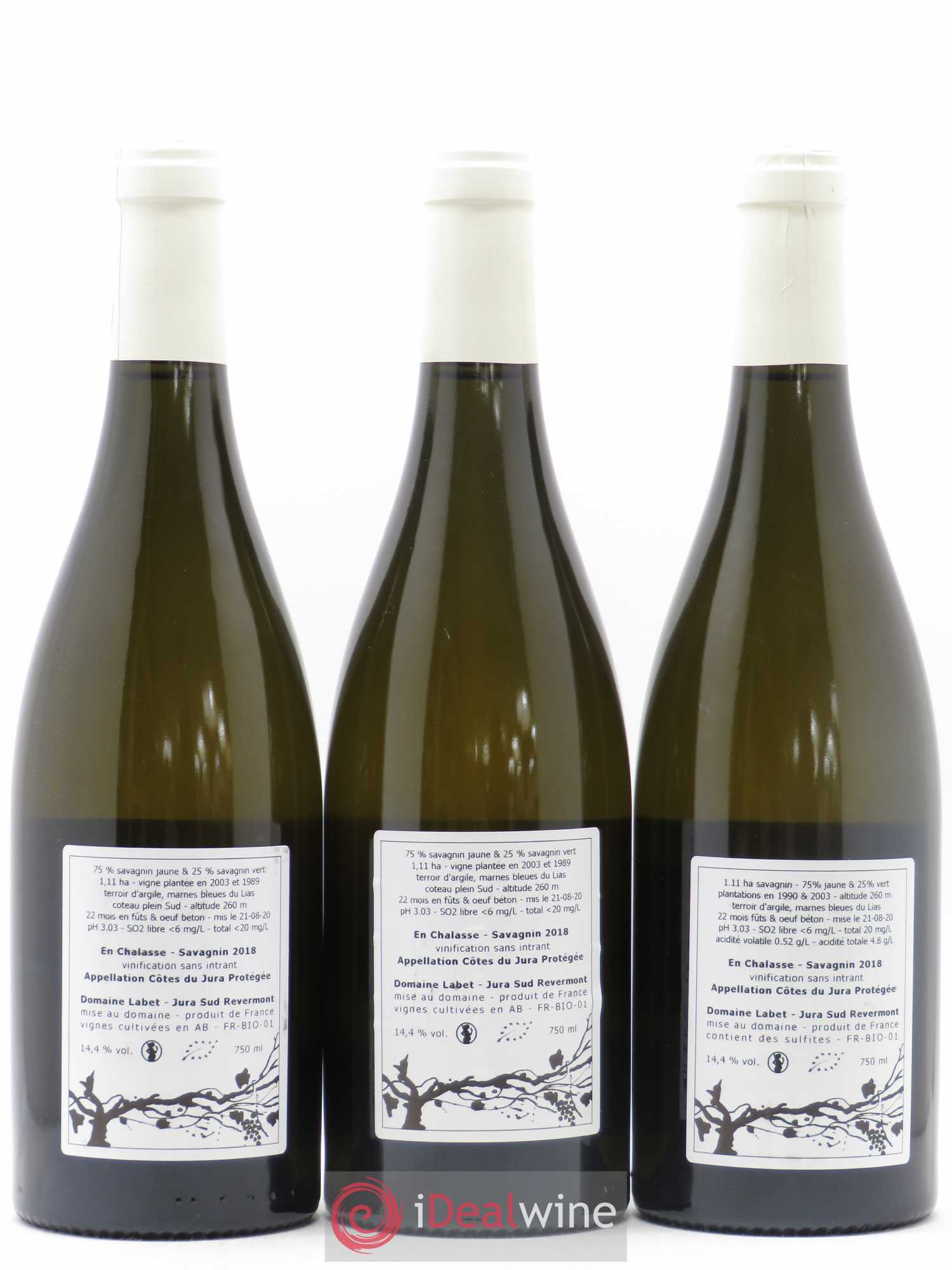 Côtes du Jura Fleur de Savagnin En Chalasse Romain - Julien - Charline Labet 2018 - Lot de 3 bouteilles - 1