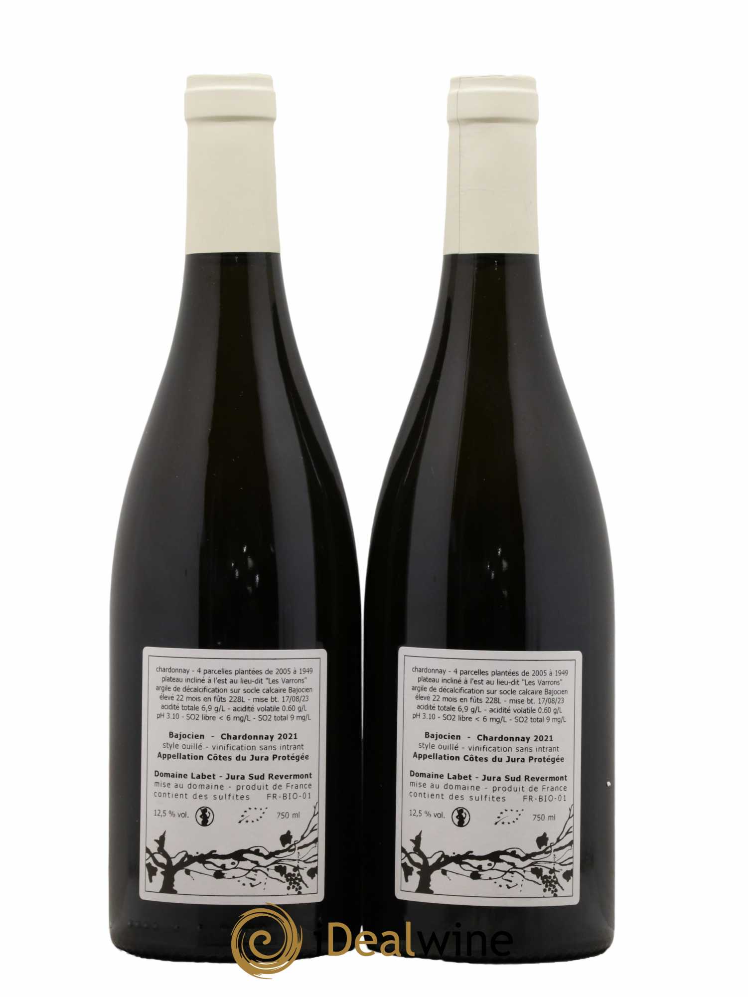 Côtes du Jura Chardonnay Bajocien Romain - Julien  - Charline Labet 2021 - Lot de 2 bouteilles - 1