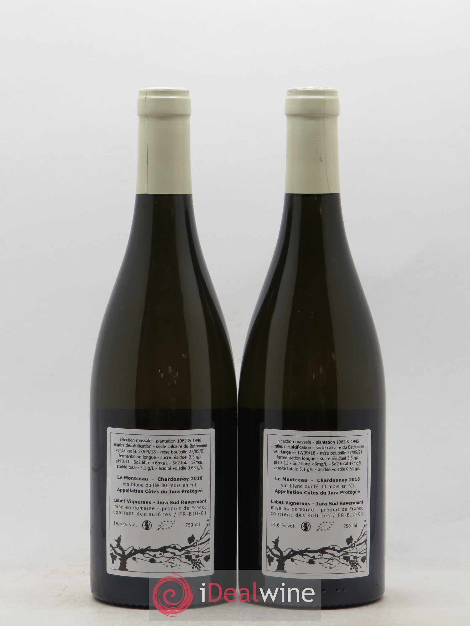 Côtes du Jura Chardonnay Le Montceau Romain - Julien  - Charline Labet 2018 - Lot de 2 bouteilles - 1
