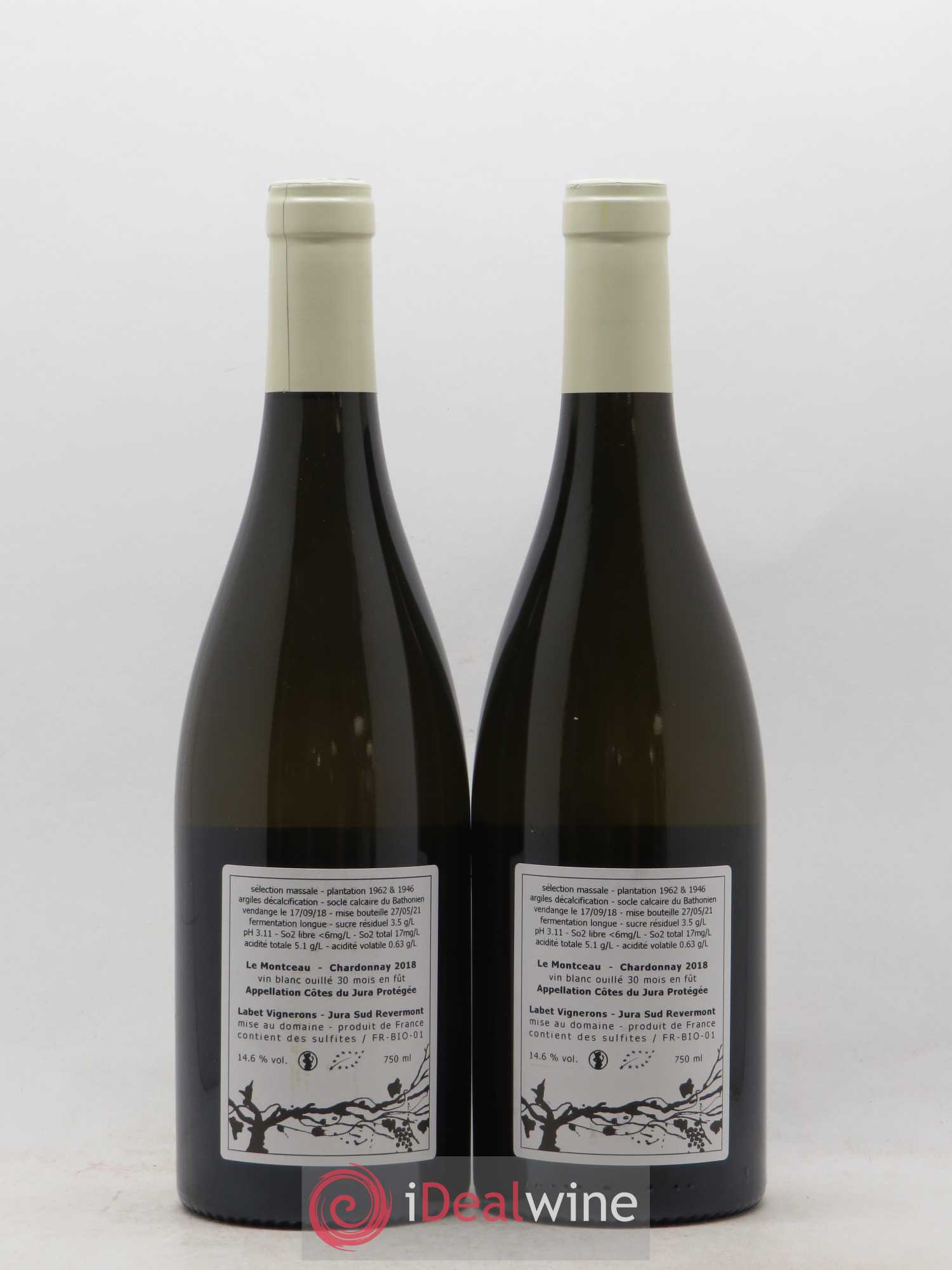 Côtes du Jura Chardonnay Le Montceau Romain - Julien - Charline Labet 2018 - Lot de 2 bouteilles - 1