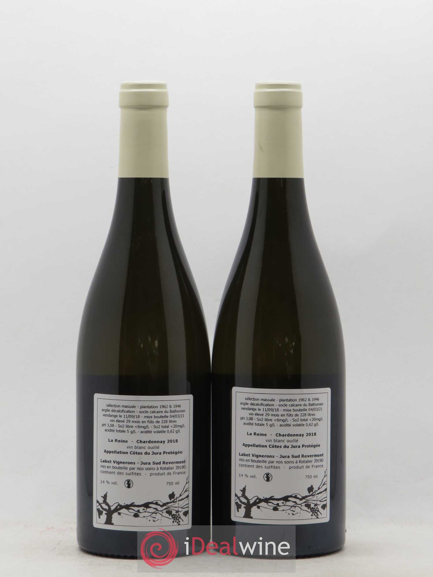 Côtes du Jura Chardonnay La Reine Romain - Julien - Charline Labet 2018 - Lot de 2 bouteilles - 1