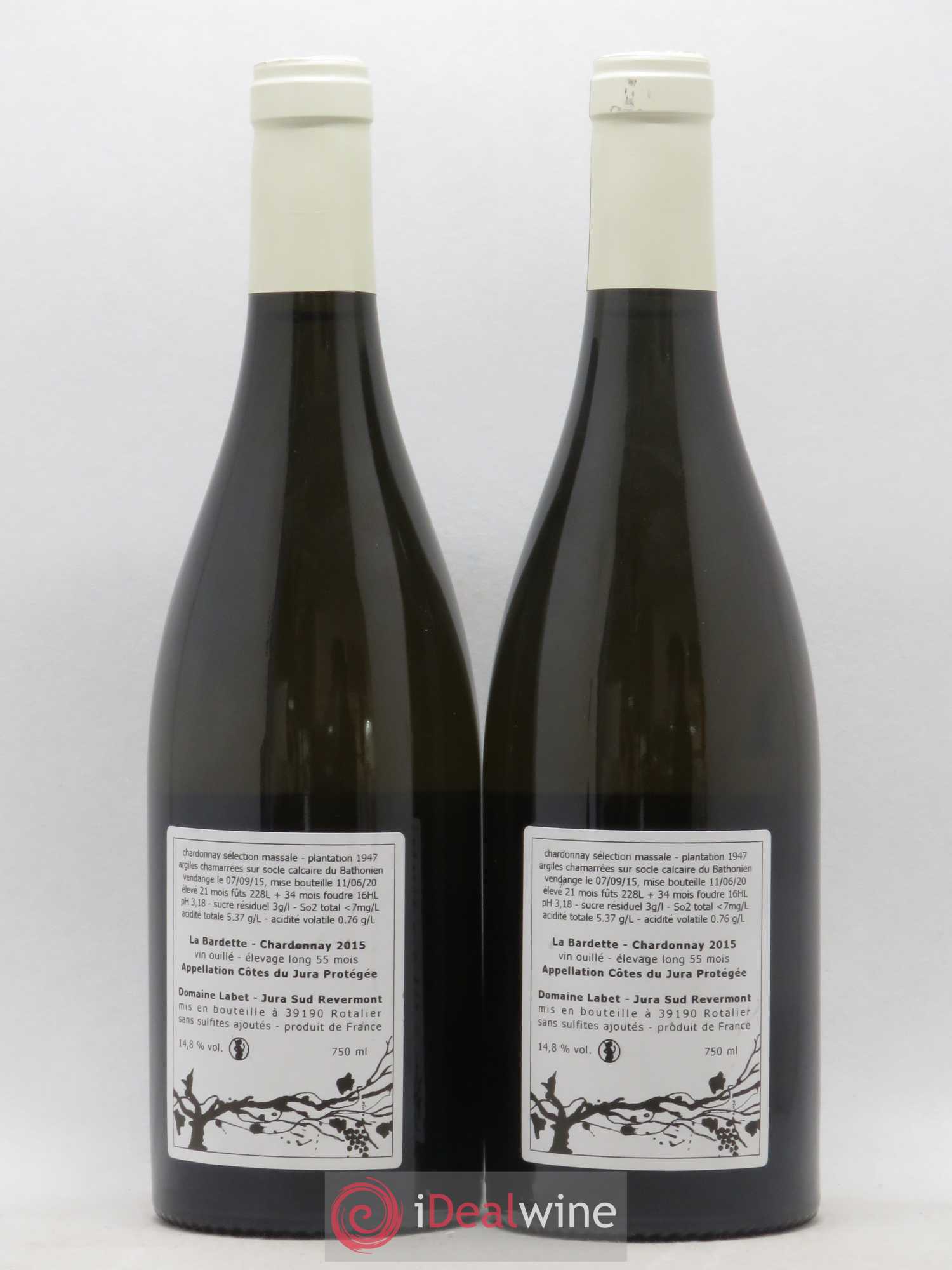Côtes du Jura Chardonnay La Bardette Romain - Julien - Charline Labet 2015 - Lot de 2 bouteilles - 1