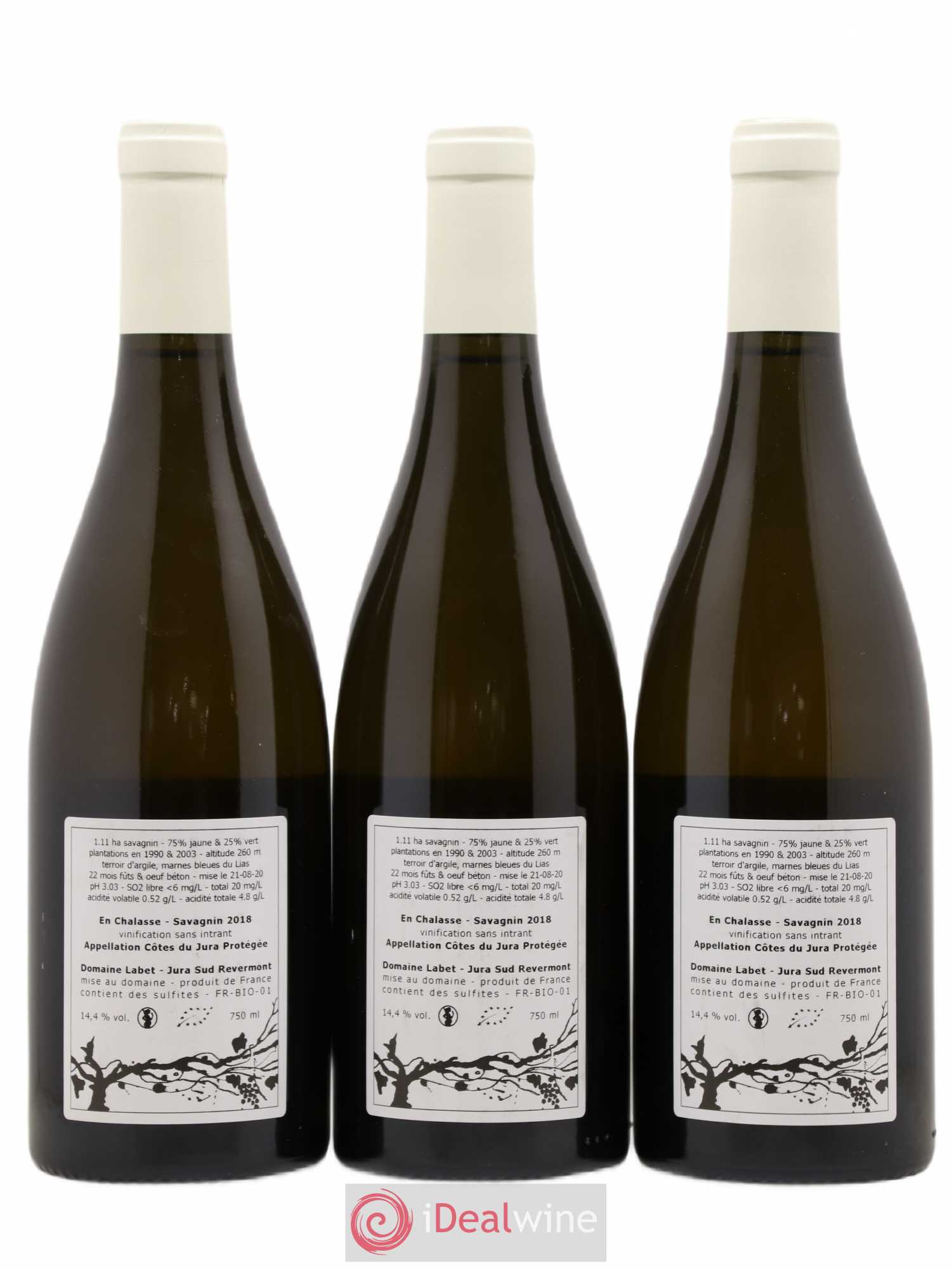 Côtes du Jura Fleur de Savagnin En Chalasse Romain - Julien - Charline Labet 2018 - Lot de 3 bouteilles - 1