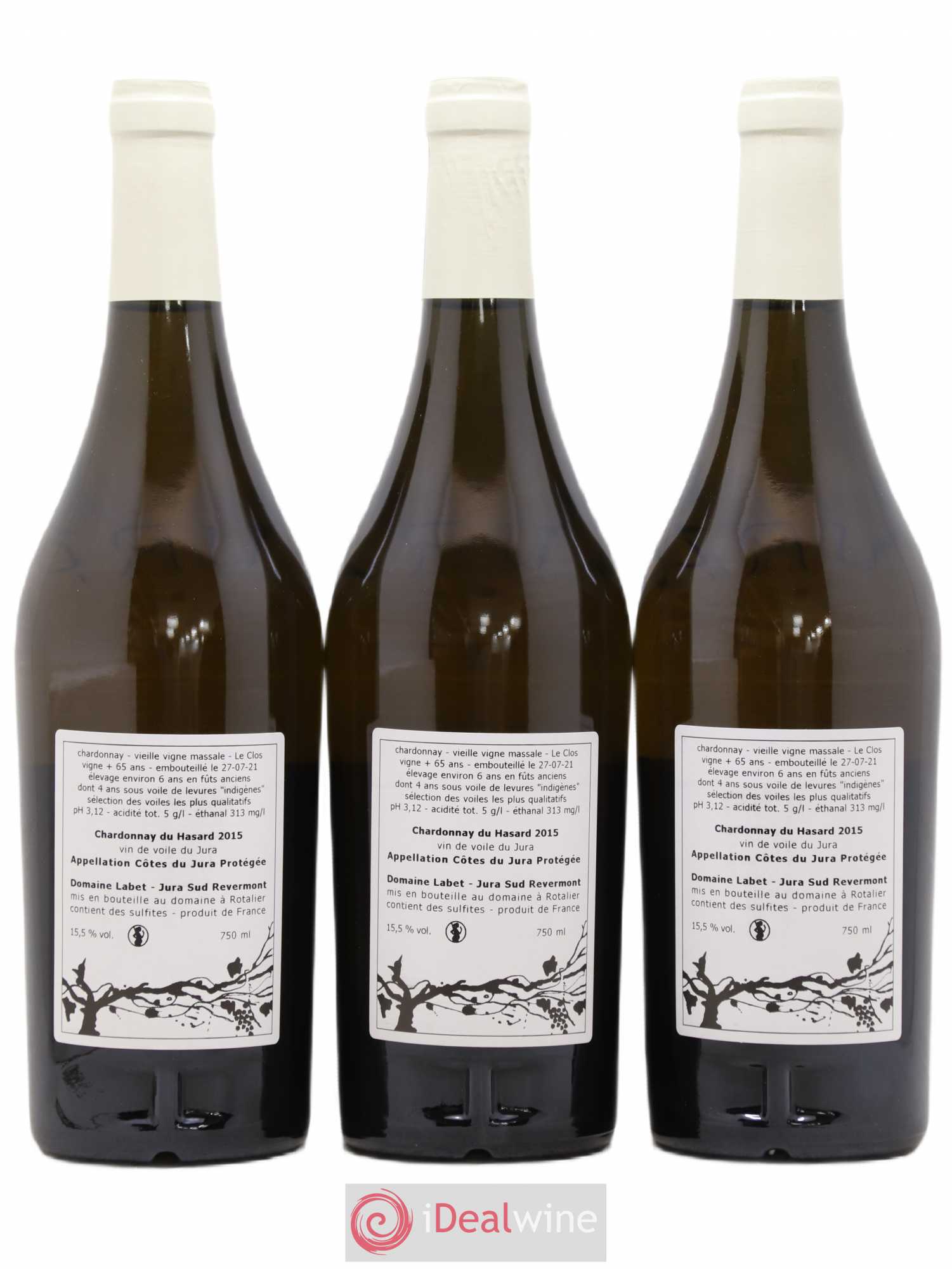 Côtes du Jura Vin de voile Chardonnay du Hasard Romain - Julien - Charline Labet 2015 - Lot de 3 bouteilles - 1