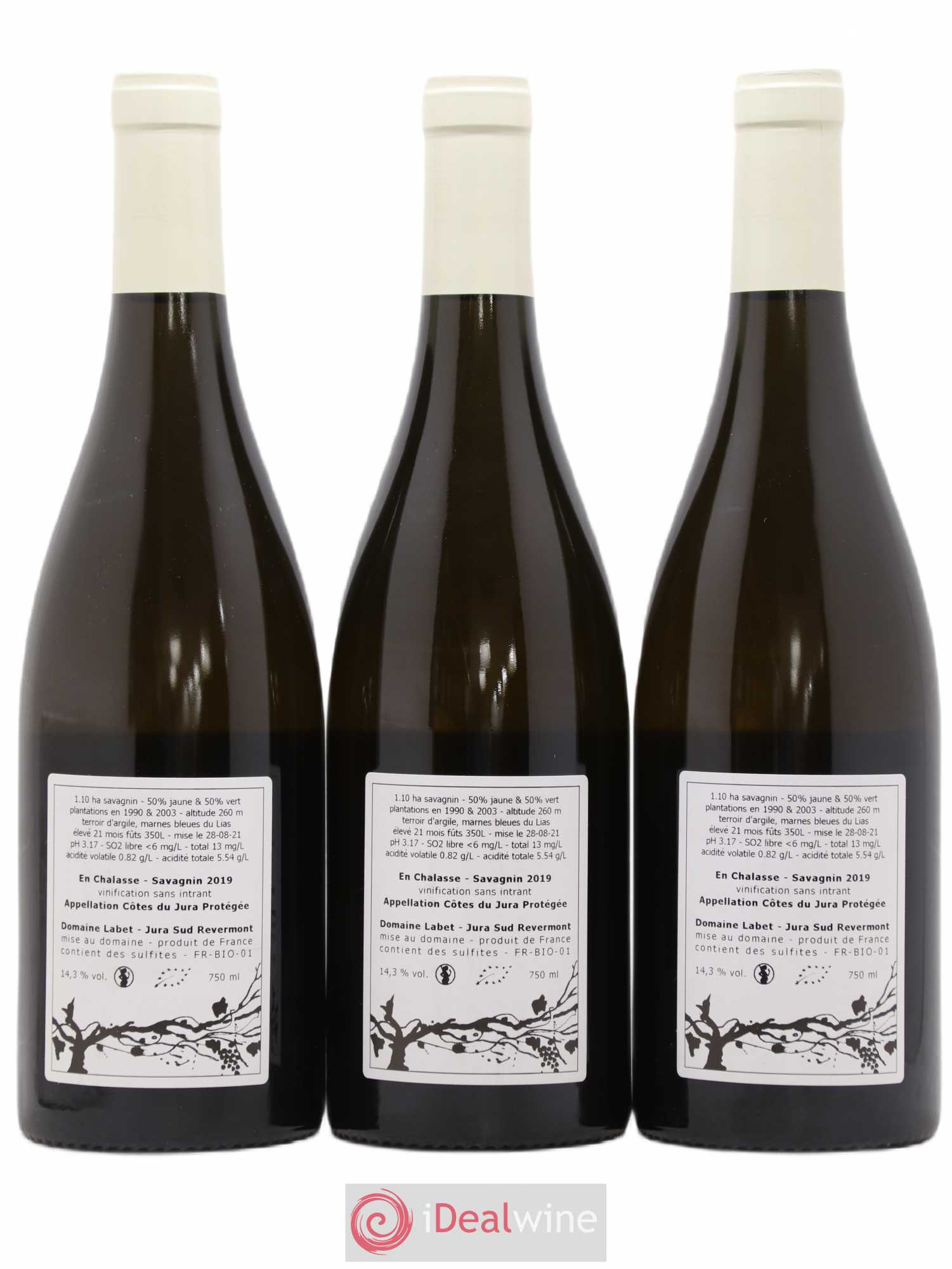 Côtes du Jura Fleur de Savagnin En Chalasse Romain - Julien - Charline Labet 2019 - Lotto di 3 bottiglie - 1