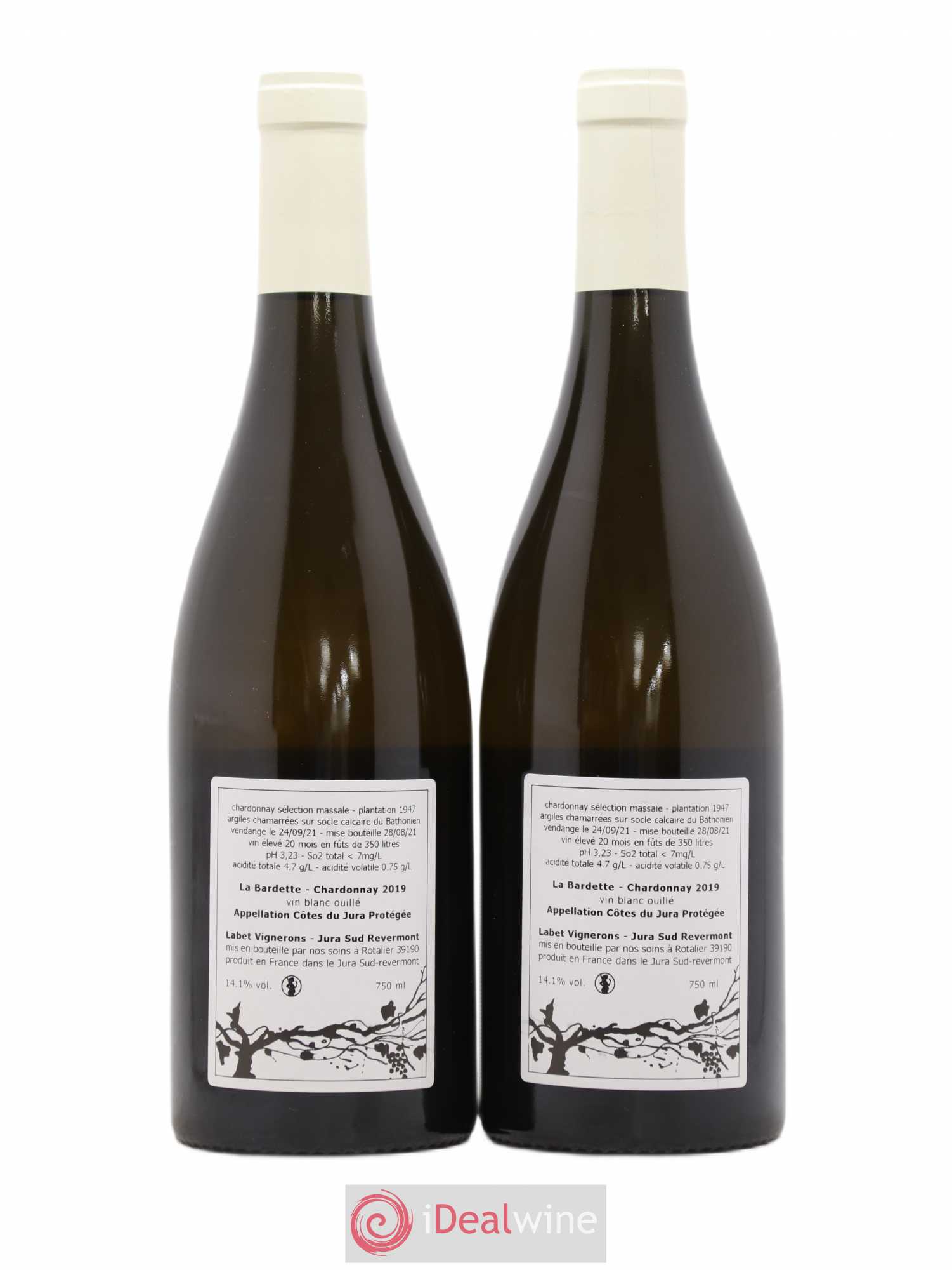 Côtes du Jura Chardonnay La Bardette Romain - Julien - Charline Labet 2019 - Lot de 2 bouteilles - 1