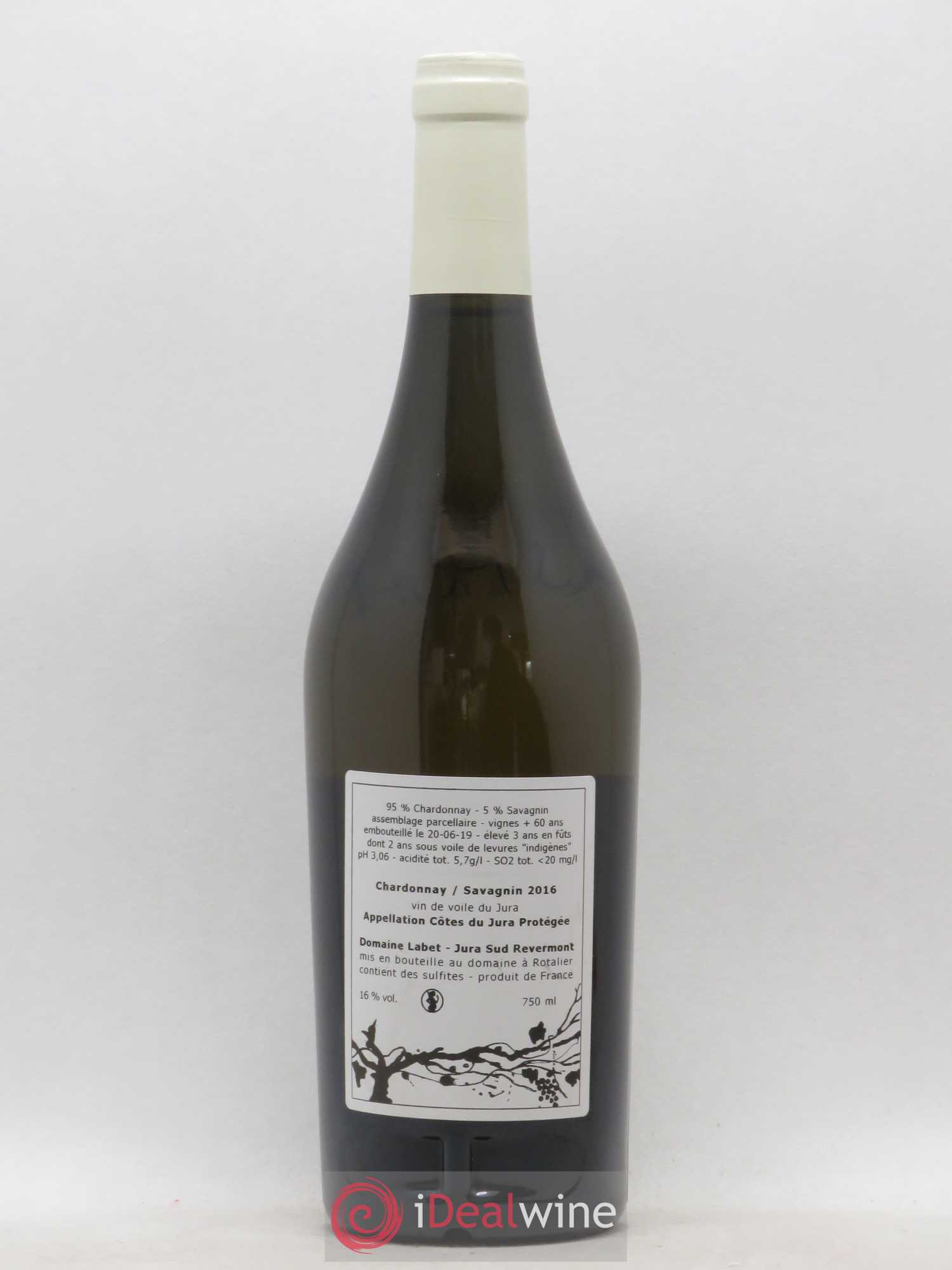 Côtes du Jura Vin de Voile Chardonnay-Savagnin cuvée de garde Romain - Julien - Charline Labet 2016 - Lot de 1 bouteille - 1