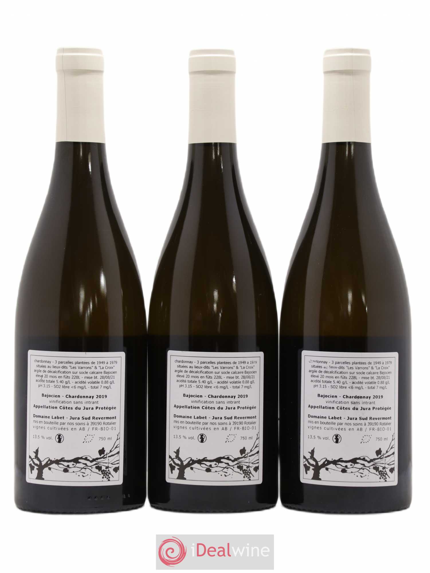 Côtes du Jura Chardonnay Bajocien Romain - Julien - Charline Labet 2019 - Lot de 3 bouteilles - 1