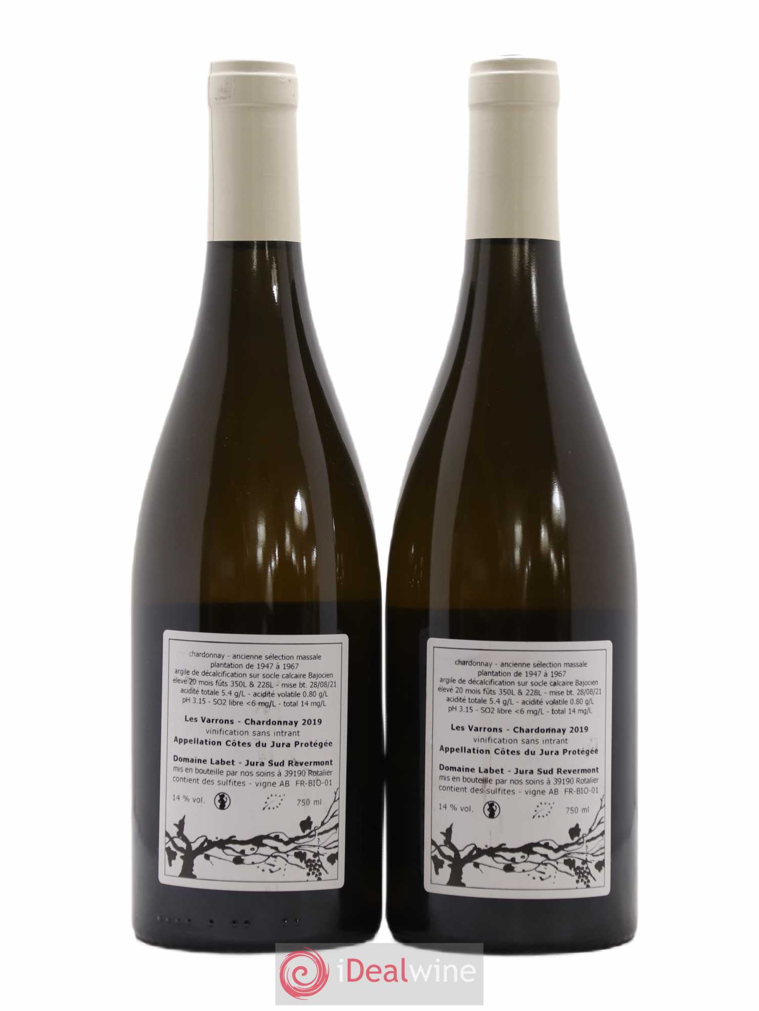 Côtes du Jura Chardonnay Les Varrons Romain - Julien - Charline Labet 2019 - Lot de 2 bouteilles - 1