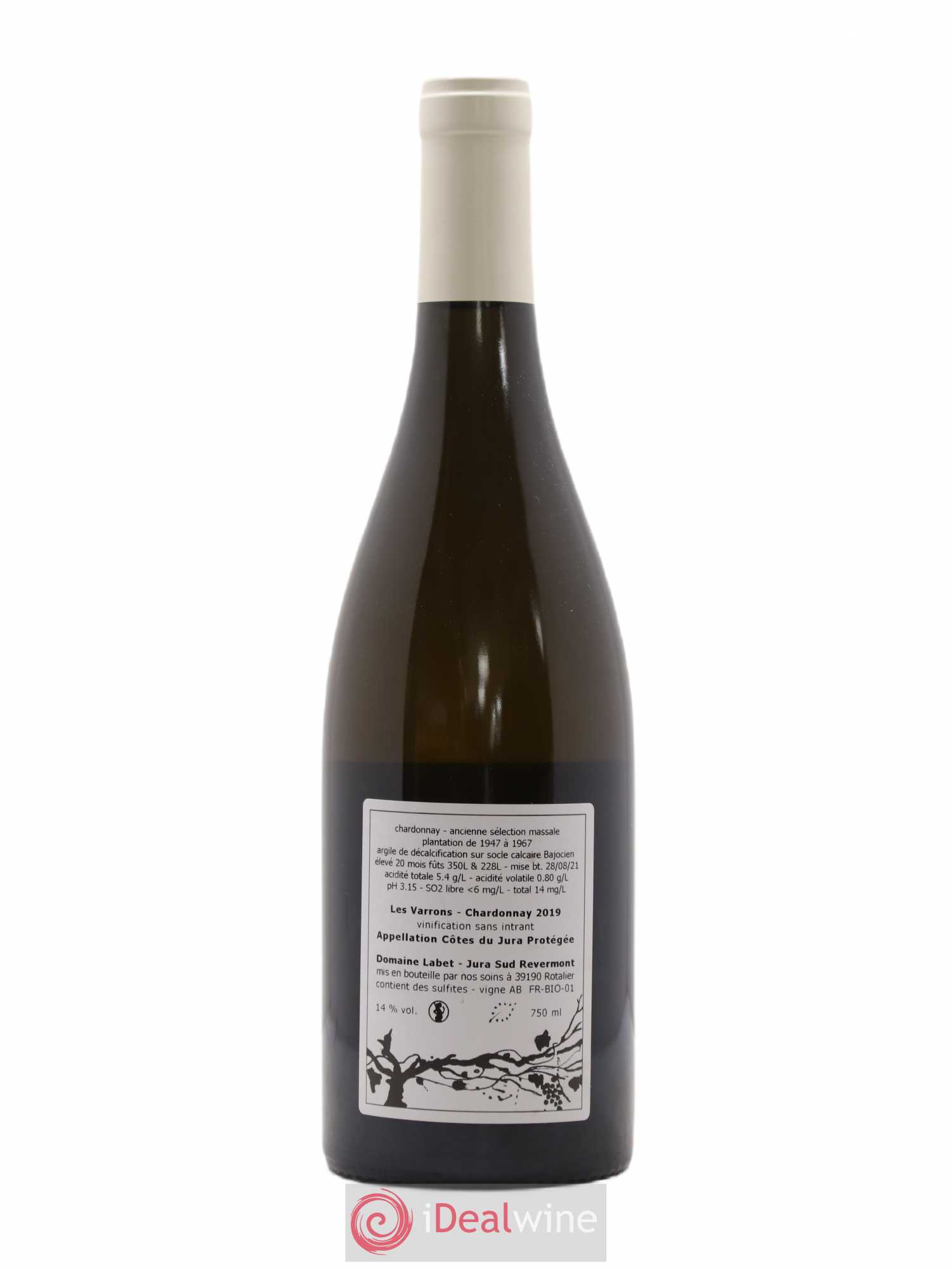 Côtes du Jura Chardonnay Les Varrons Romain - Julien - Charline Labet 2019 - Lot de 1 bouteille - 1