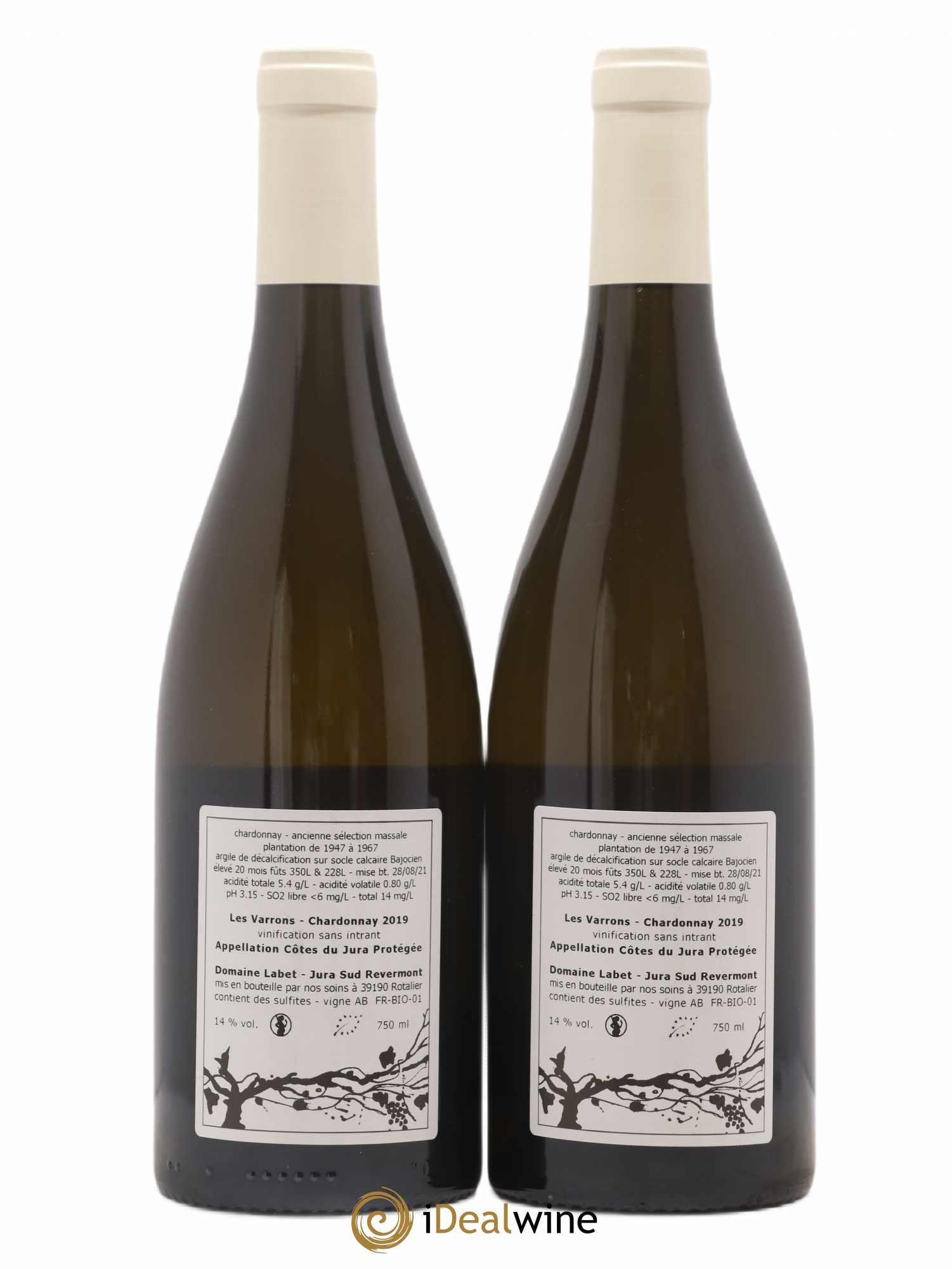 Côtes du Jura Chardonnay Les Varrons Romain - Julien - Charline Labet 2019 - Lot de 2 bouteilles - 1