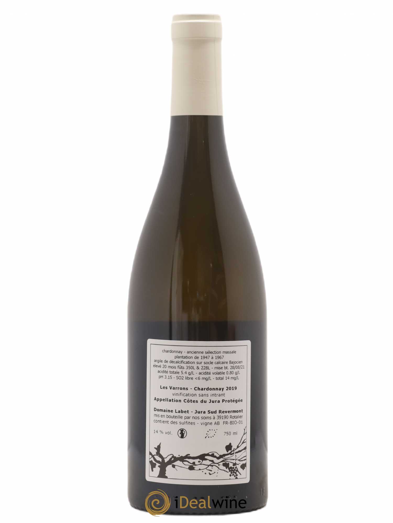 Côtes du Jura Chardonnay Les Varrons Romain - Julien - Charline Labet 2019 - Lot de 1 bouteille - 1