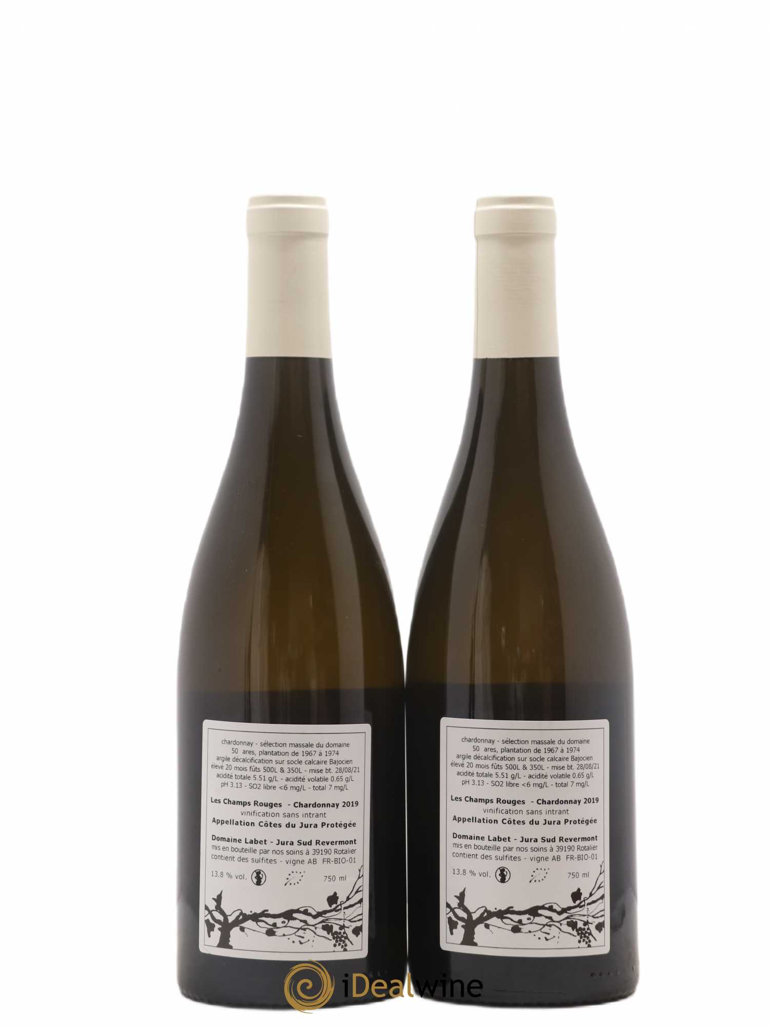 Côtes du Jura Chardonnay Les Champs Rouges Romain - Julien - Charline Labet 2019 - Lot de 2 bouteilles - 1