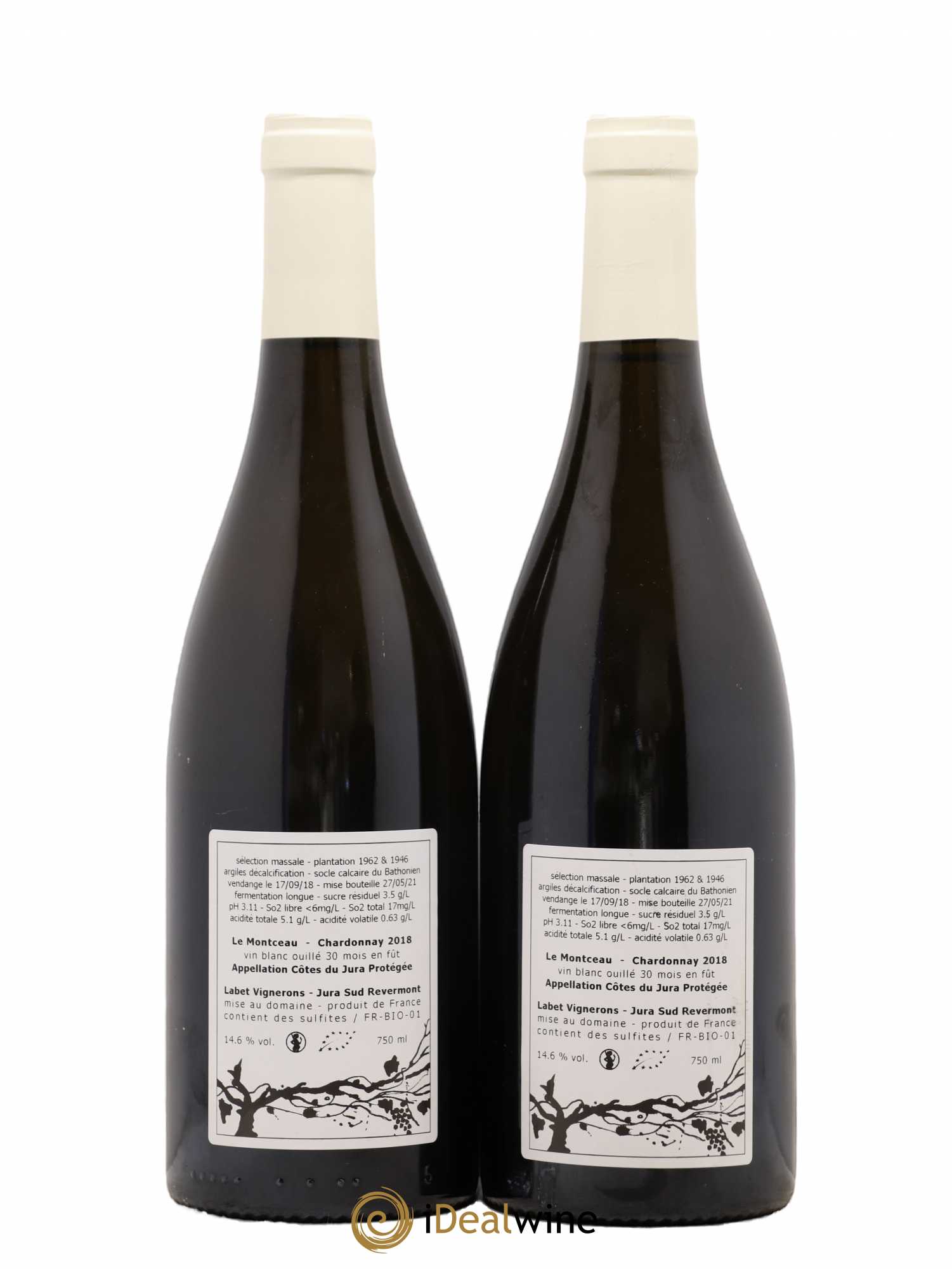 Côtes du Jura Chardonnay Le Montceau Romain - Julien  - Charline Labet 2018 - Lot de 2 bouteilles - 1