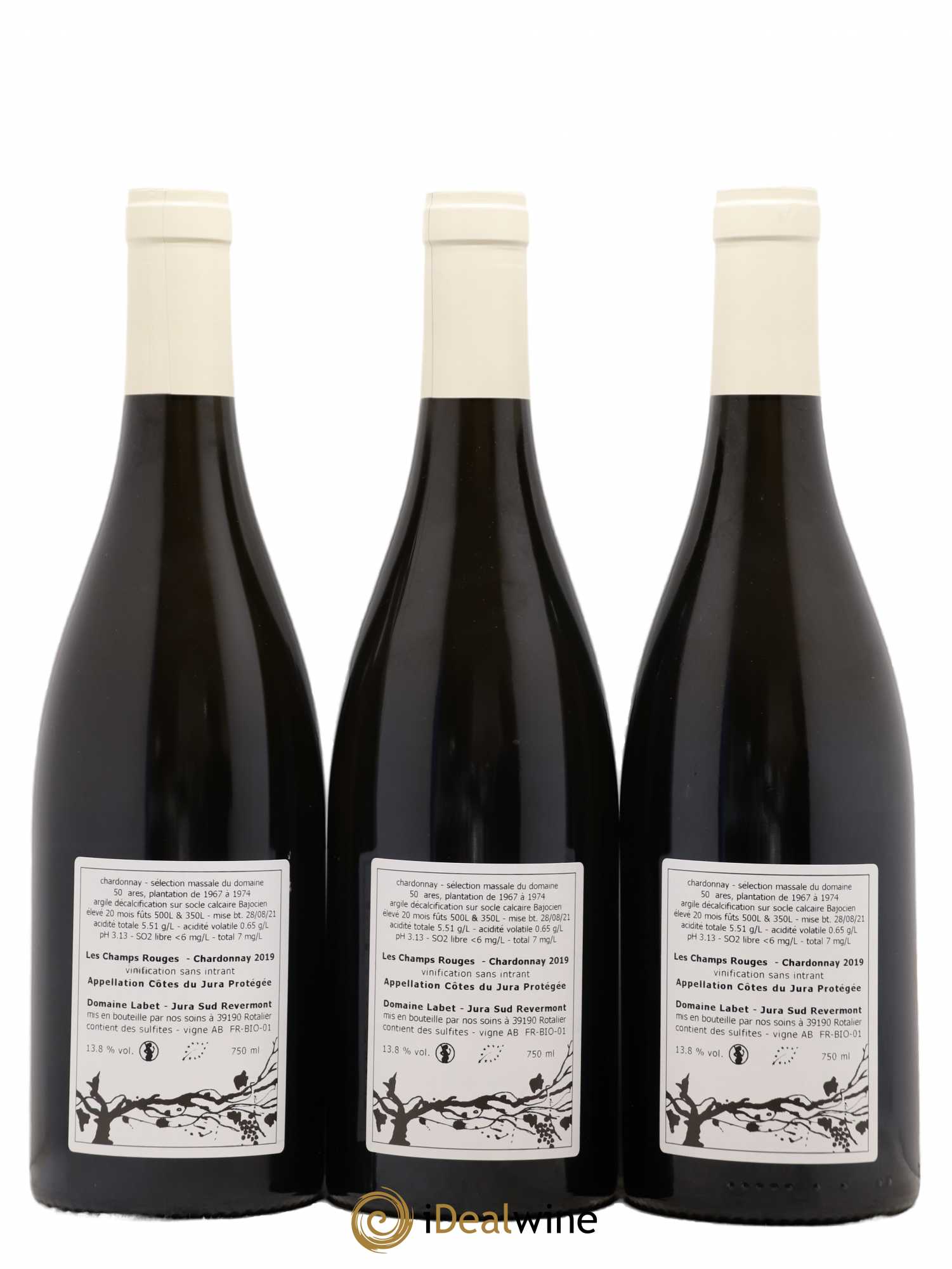 Côtes du Jura Chardonnay Les Champs Rouges Romain - Julien - Charline Labet 2019 - Posten von 3 Flaschen - 1