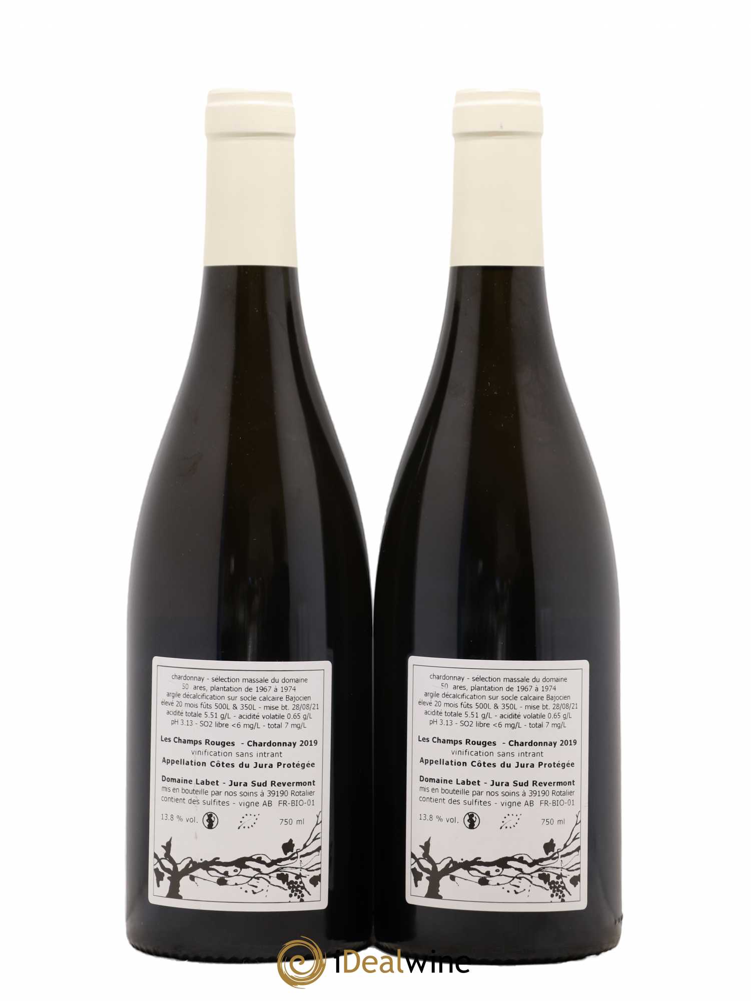 Côtes du Jura Chardonnay Les Champs Rouges Romain - Julien - Charline Labet 2019 - Posten von 2 Flaschen - 1