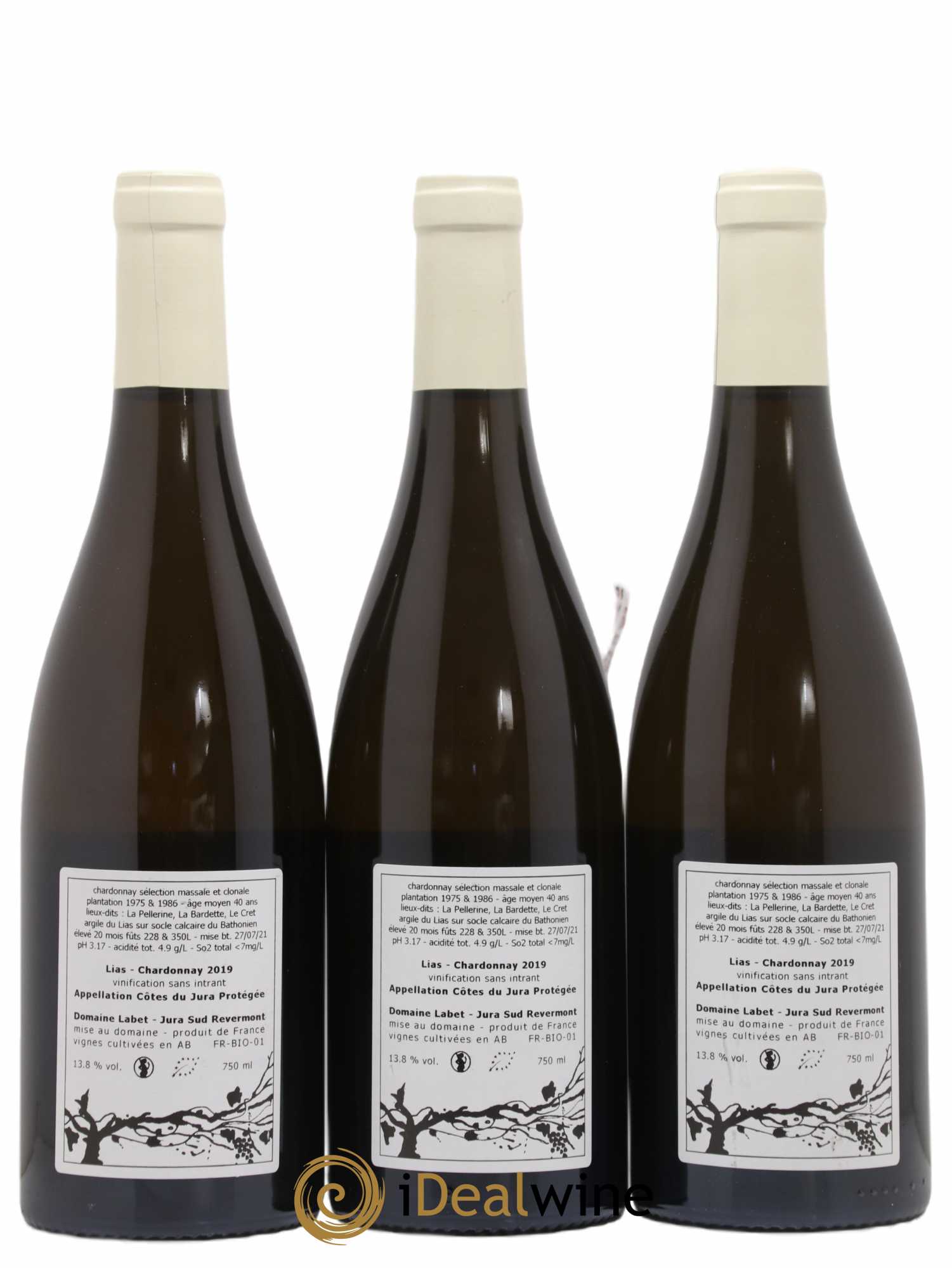 Côtes du Jura Chardonnay Lias Romain - Julien - Charline Labet 2019 - Lot de 3 bouteilles - 1
