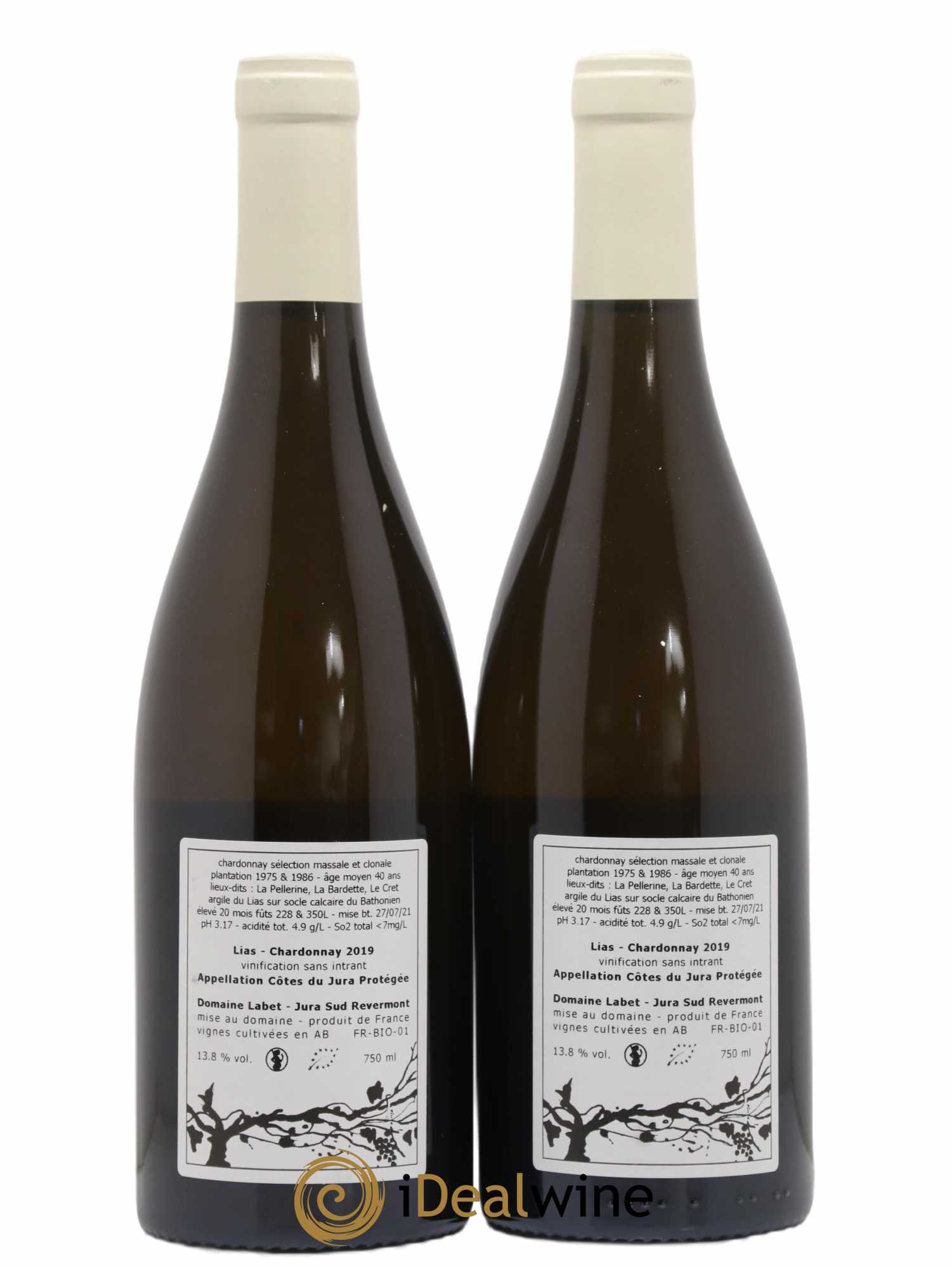 Côtes du Jura Chardonnay Lias Romain - Julien - Charline Labet 2019 - Lot de 2 bouteilles - 1