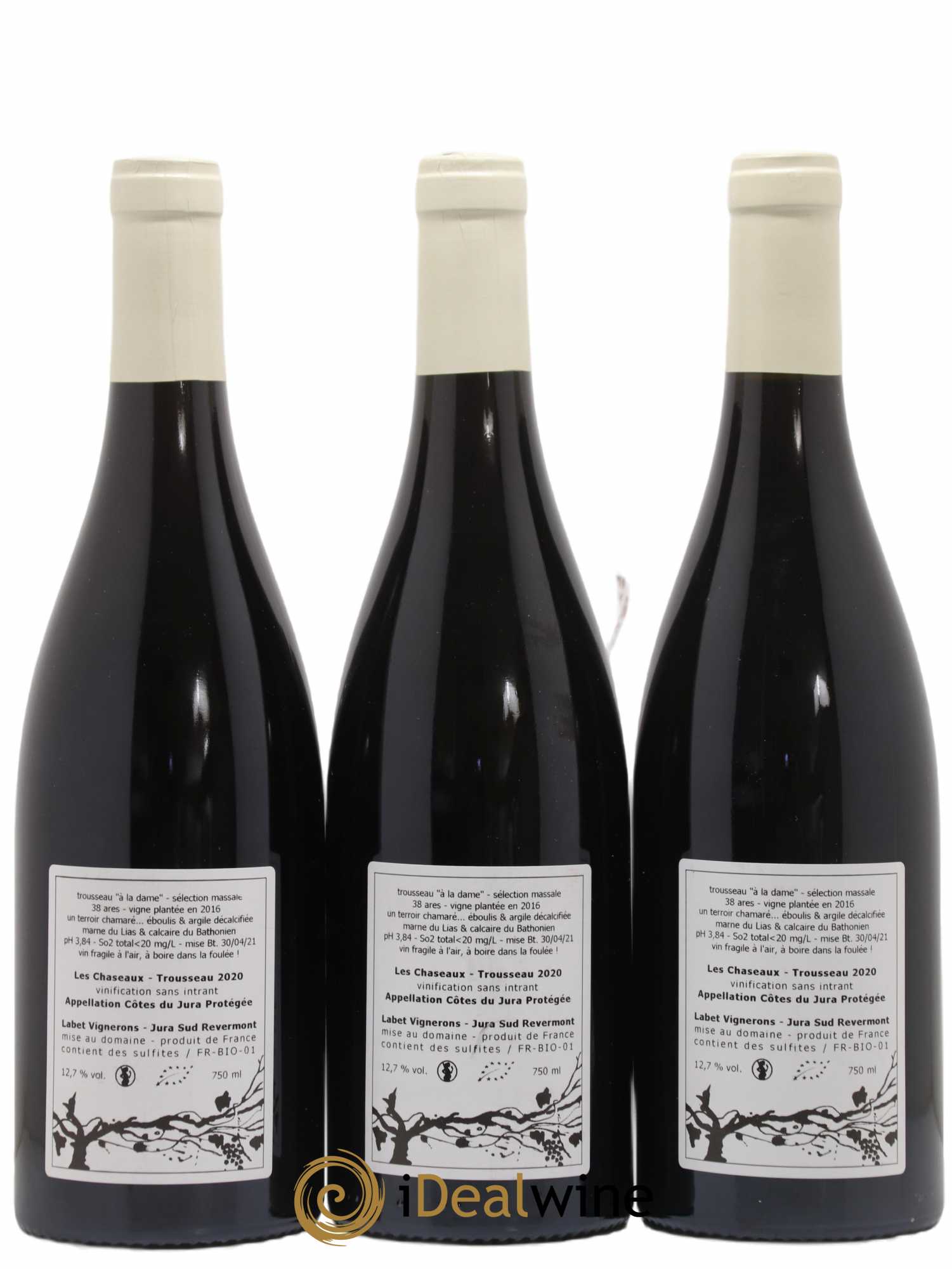 Côtes du Jura Trousseau Sélection Massale Romain - Julien - Charline Labet 2020 - Lot de 3 bouteilles - 1