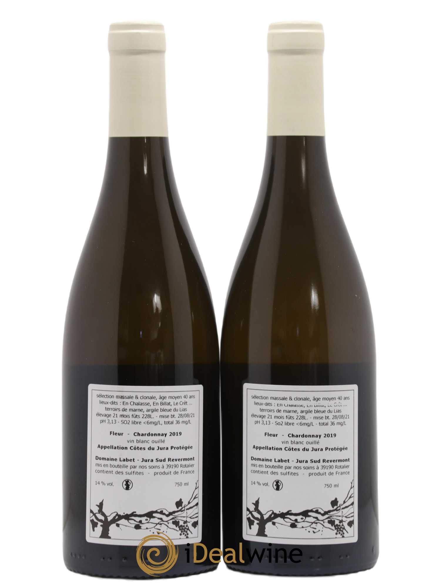 Côtes du Jura Chardonnay Fleur Romain - Julien - Charline Labet 2019 - Lot de 2 bouteilles - 1