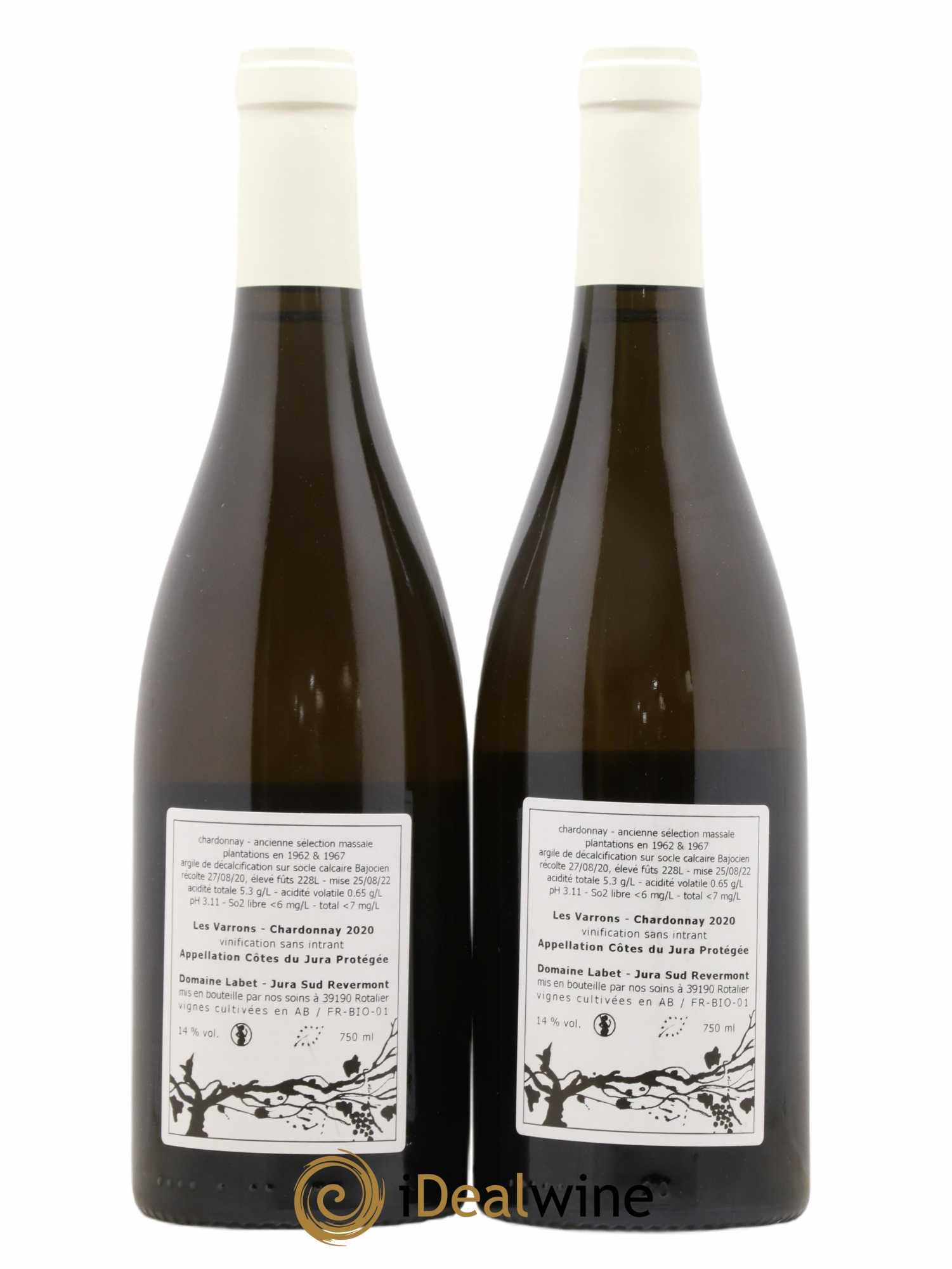 Côtes du Jura Chardonnay Les Varrons Romain - Julien  - Charline Labet 2020 - Lot de 2 bouteilles - 1