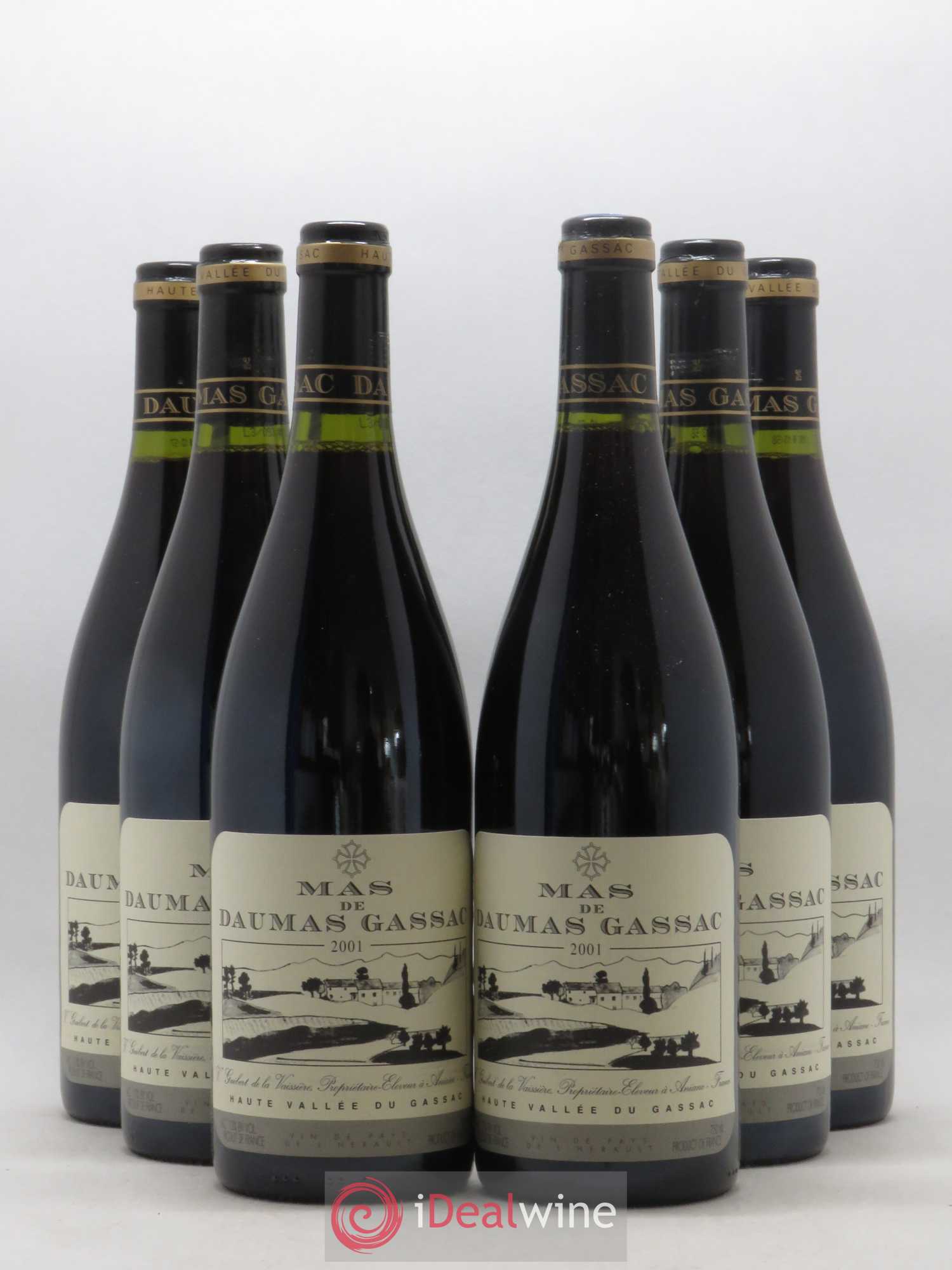 Saint-Guilhem-le-Désert - Cité d'Aniane Mas Daumas Gassac Famille Guibert de La Vaissière 2001 - Lot de 6 bouteilles - 0