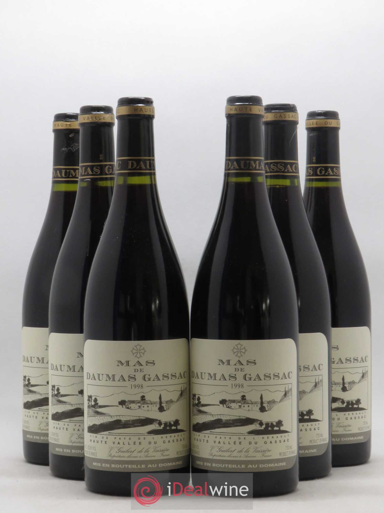 Saint-Guilhem-le-Désert - Cité d'Aniane Mas Daumas Gassac Famille Guibert de La Vaissière 1998 - Lot de 6 bouteilles - 0