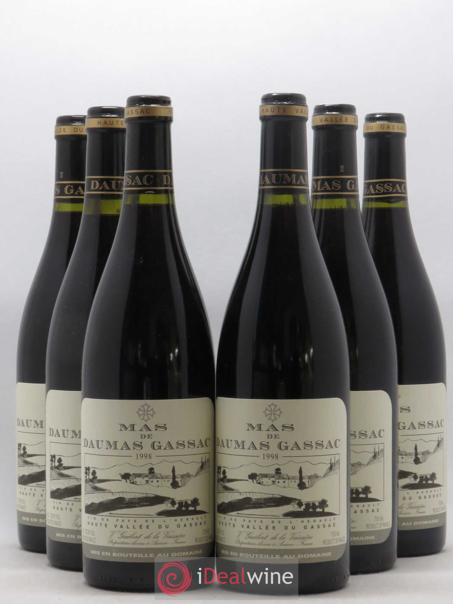 Saint-Guilhem-le-Désert - Cité d'Aniane Mas Daumas Gassac Famille Guibert de La Vaissière 1998 - Lot de 6 bouteilles - 0