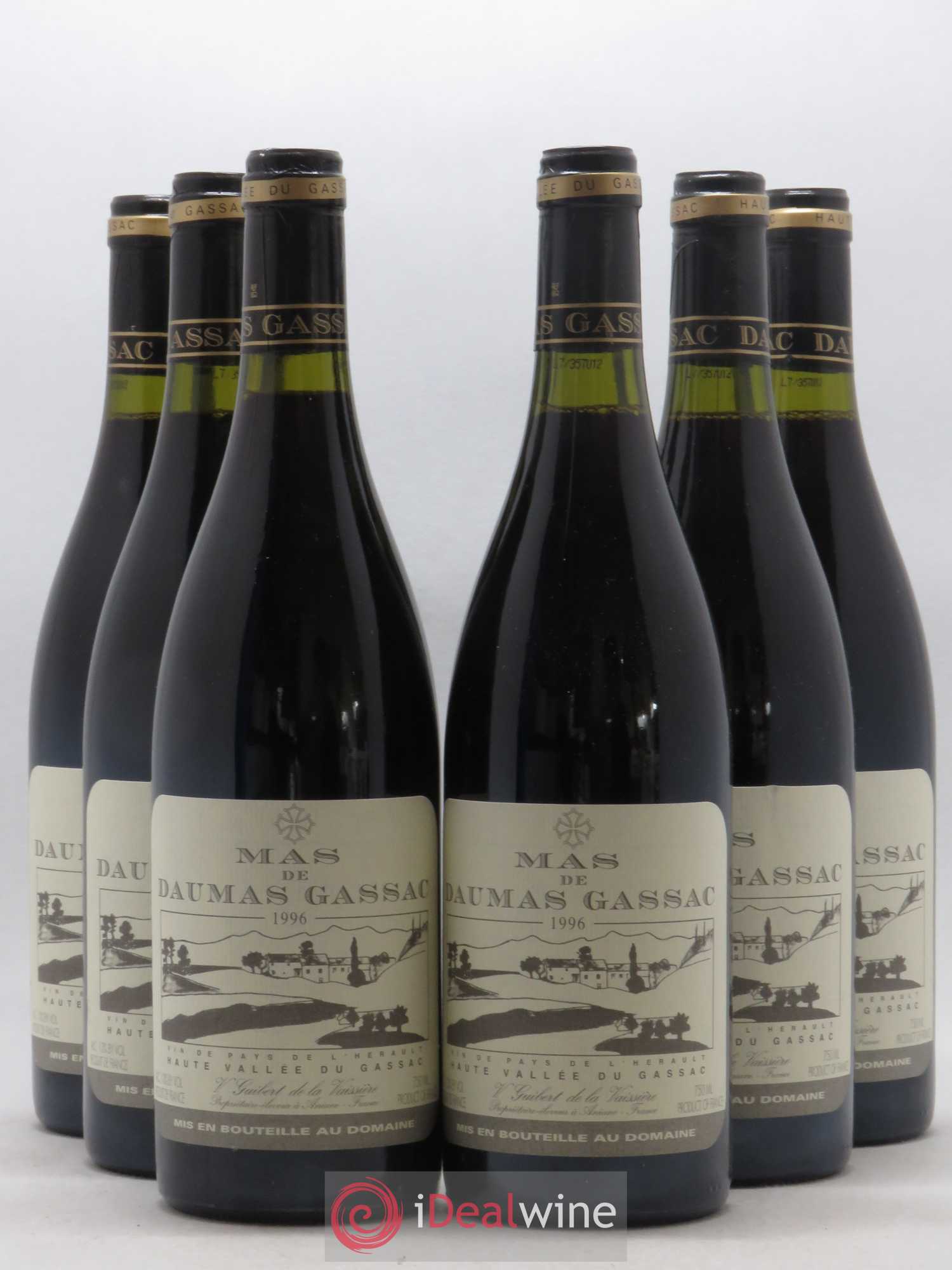 Saint-Guilhem-le-Désert - Cité d'Aniane Mas Daumas Gassac Famille Guibert de La Vaissière 1996 - Lot de 6 bouteilles - 0